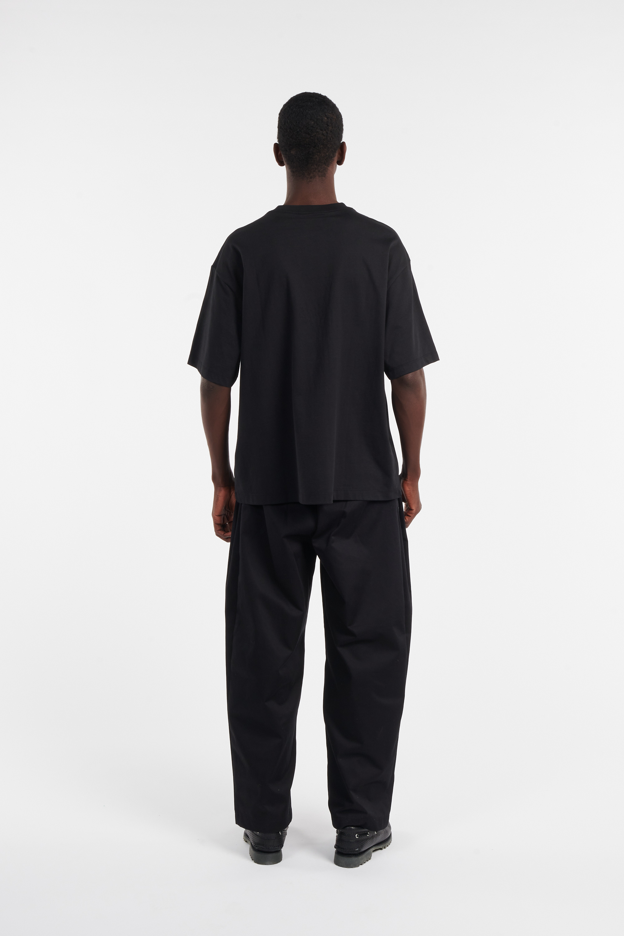 Regular-fit round-neck cotton T-shirt Black