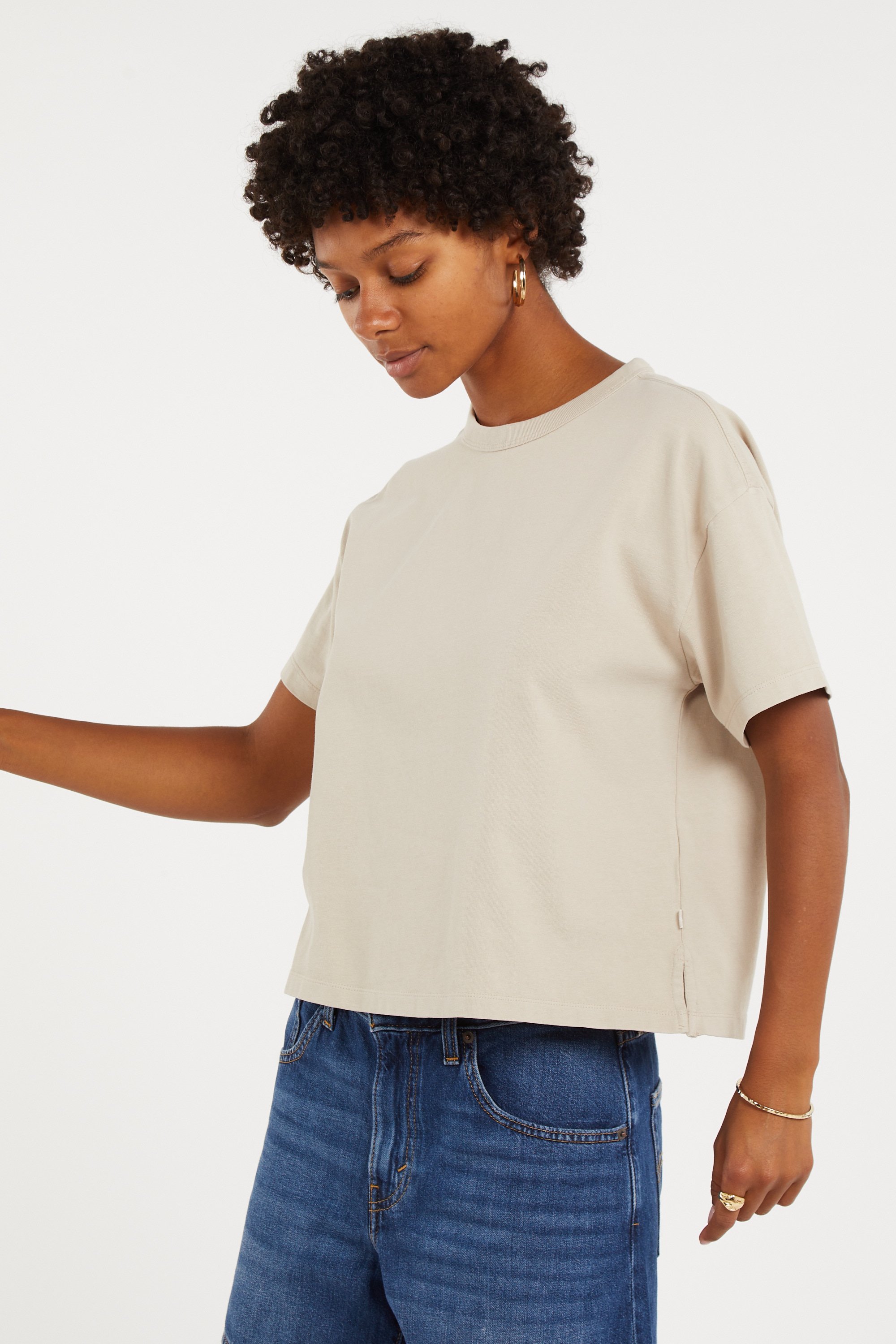 Regular-fit round-neck cotton T-shirt | Beige LEVI'S Women