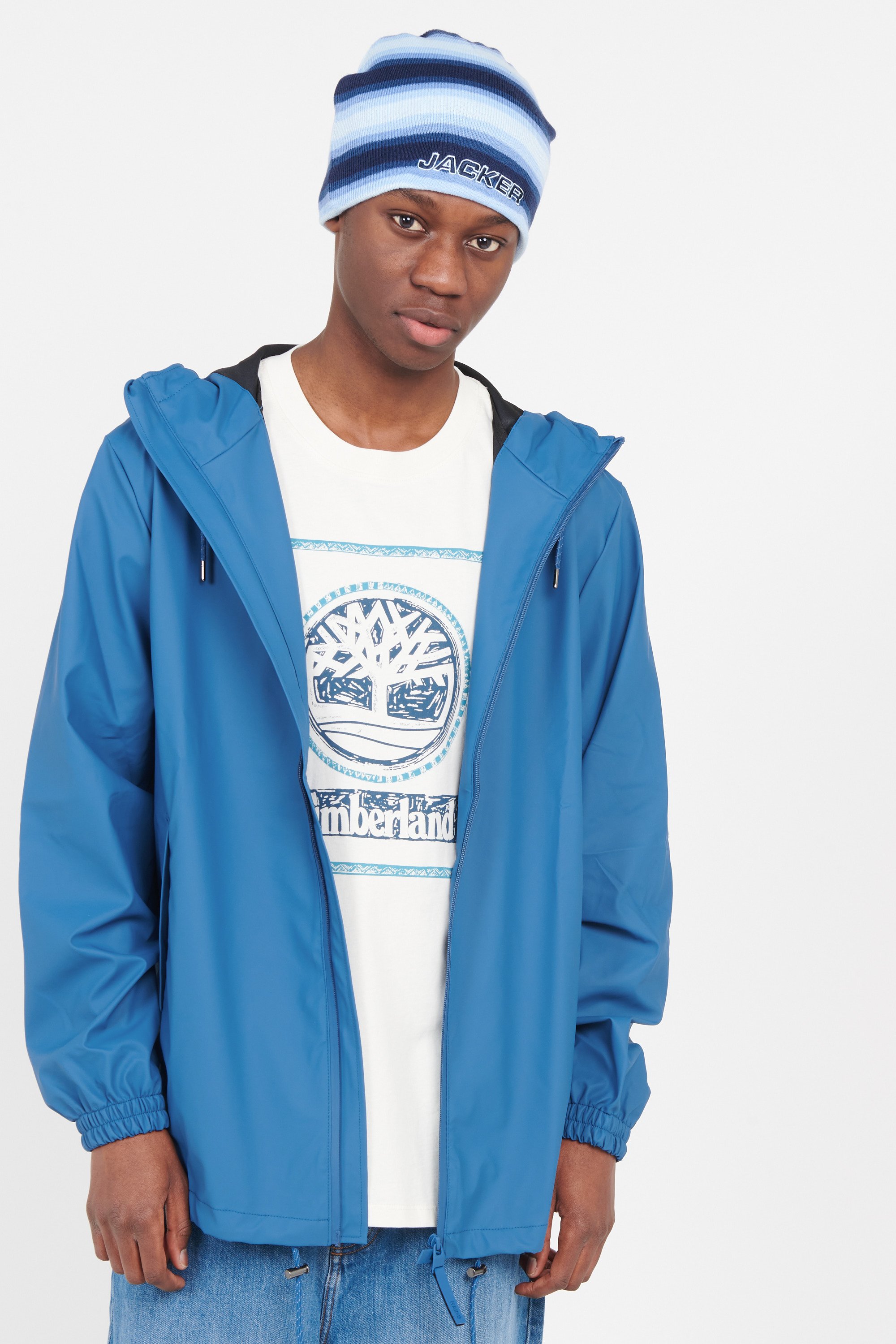 Imperméable col montant Bleu