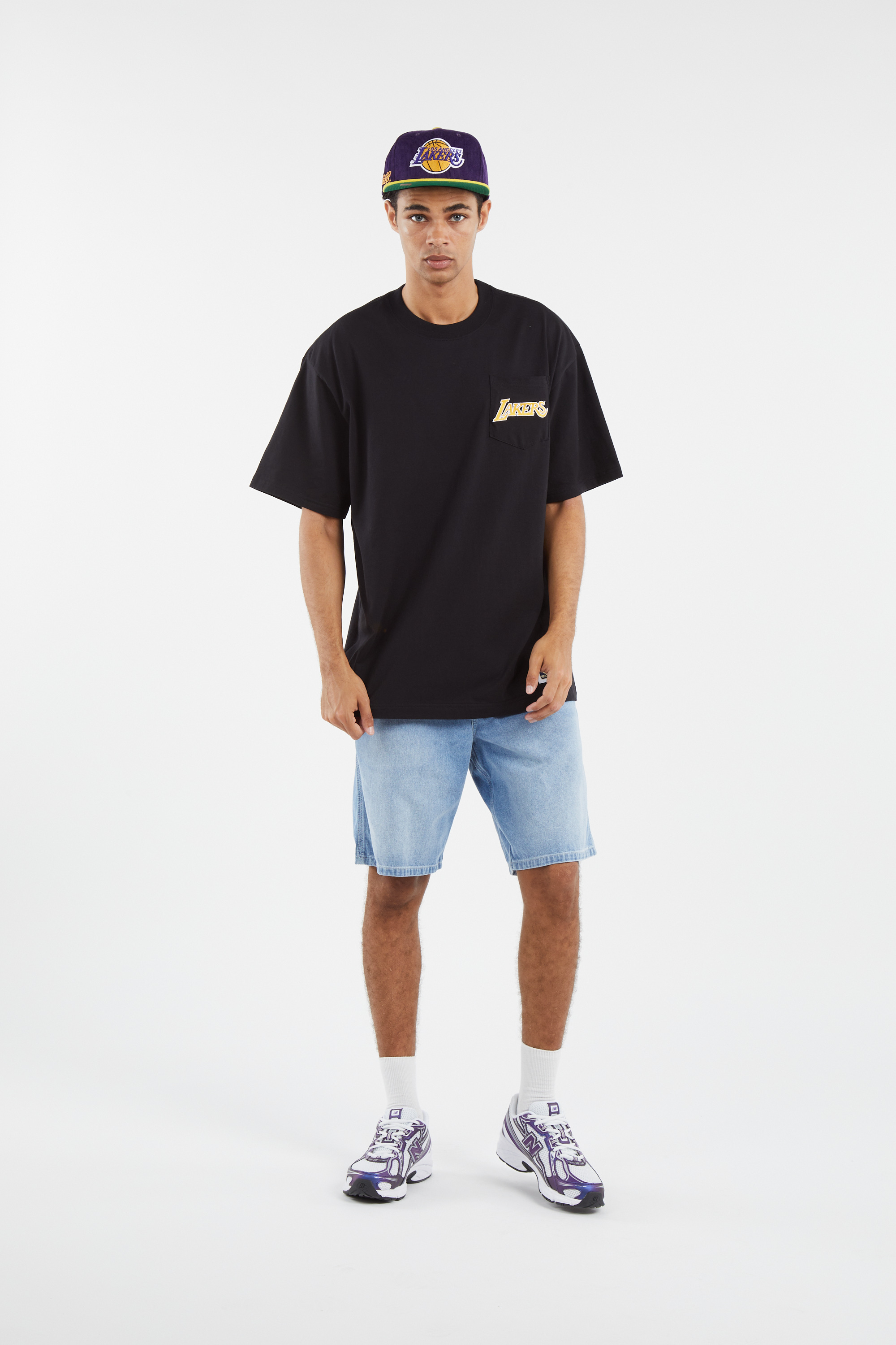 Regular-fit round-neck cotton T-shirt Black