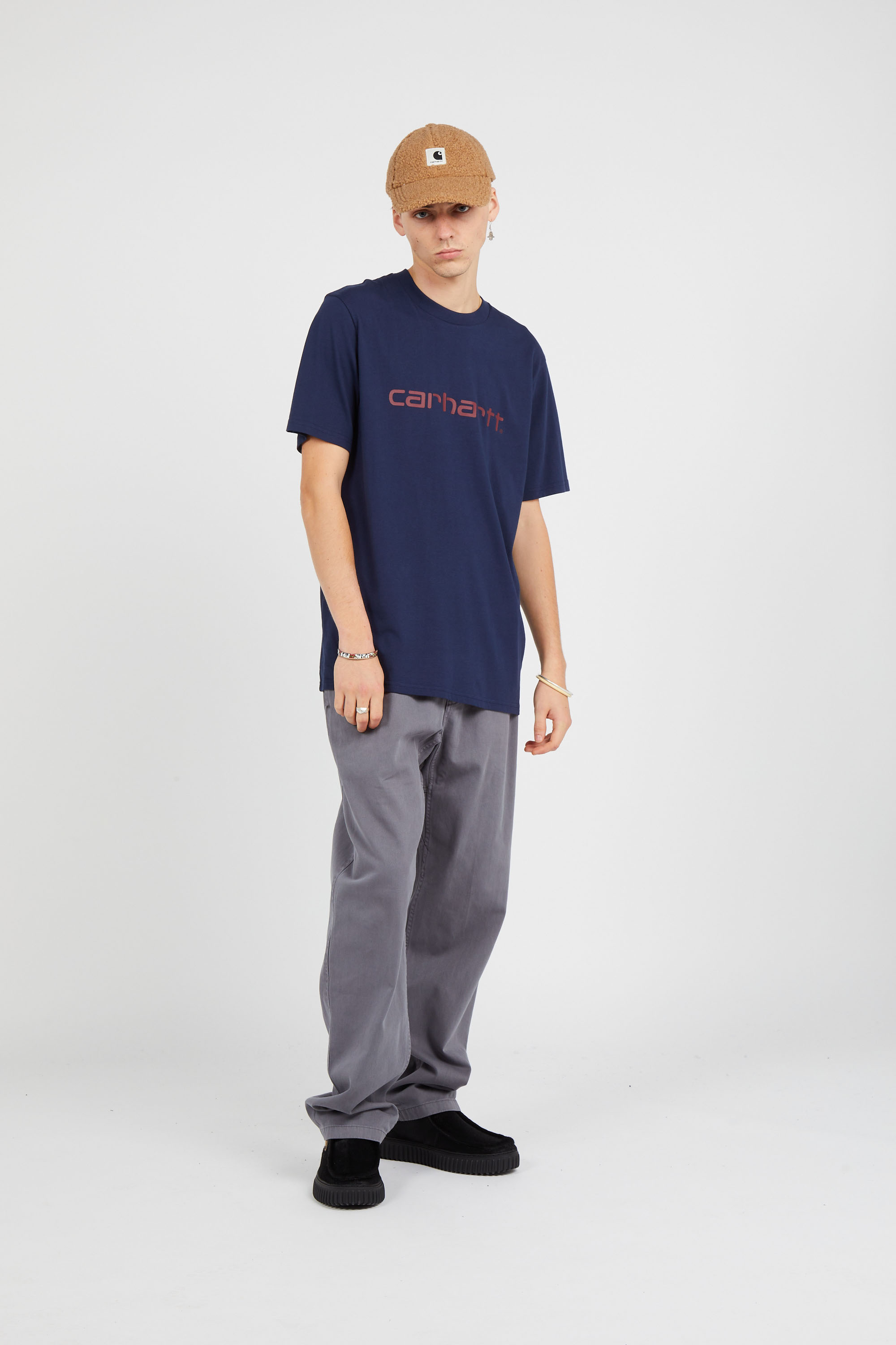 Regular-fit round-neck cotton T-shirt Blue