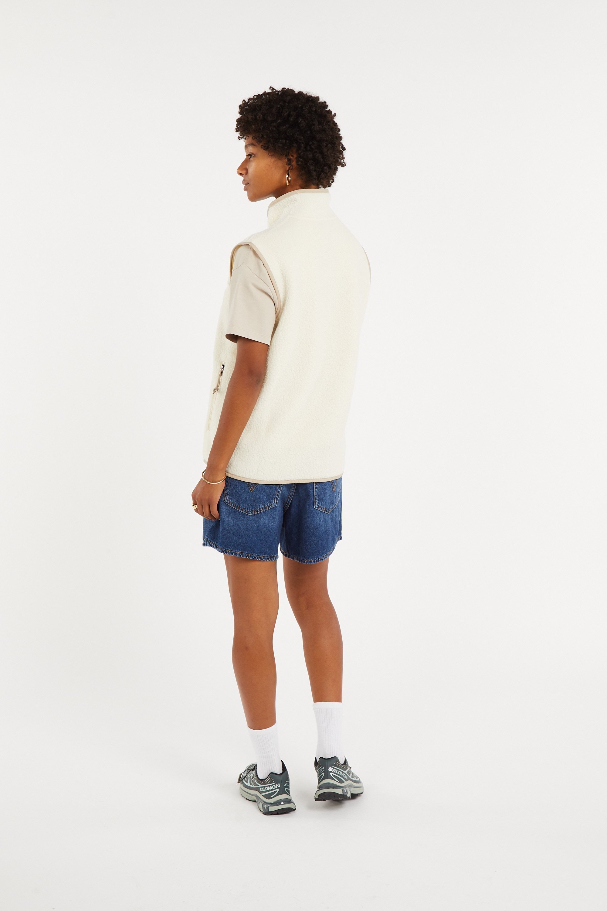 Regular-fit buttoned fleece sweater with high neck | Beige PATAGONIA Women