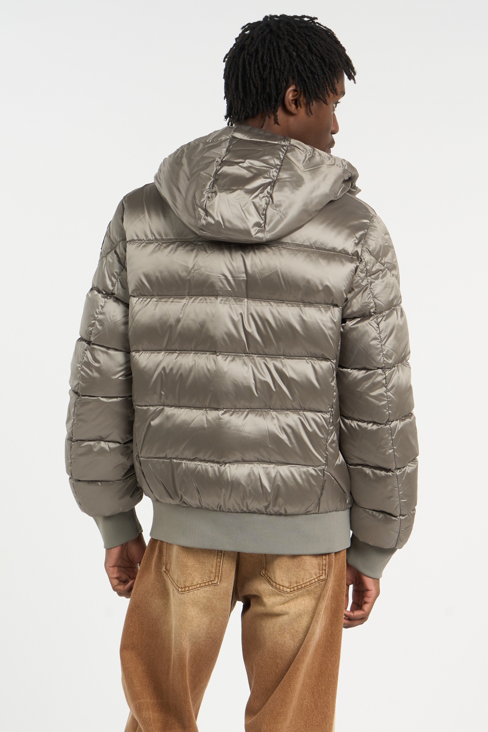Zipped high-neck colorblock padded jacket with hood | Grey PARAJUMPERS Men