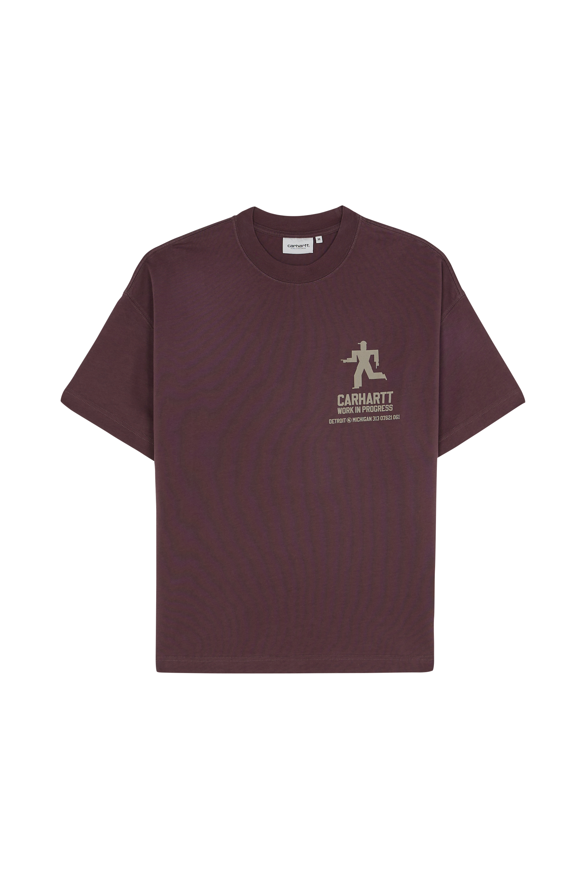 Regular-fit round-neck cotton T-shirt Brown