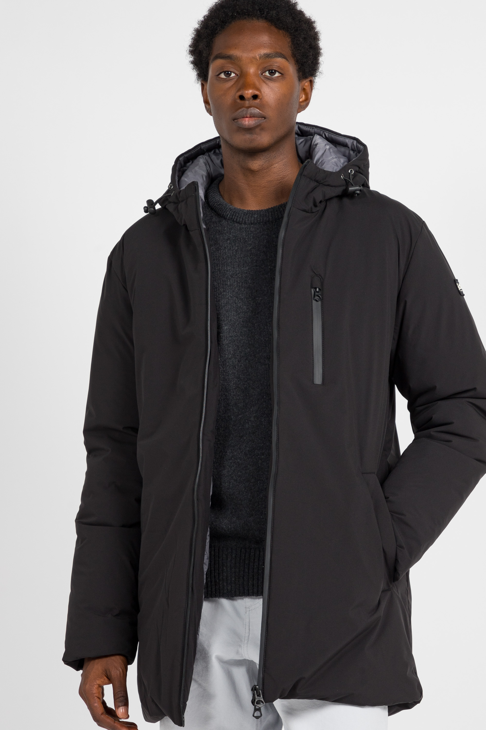 Lightweight quilted padded jacket with high neck Black