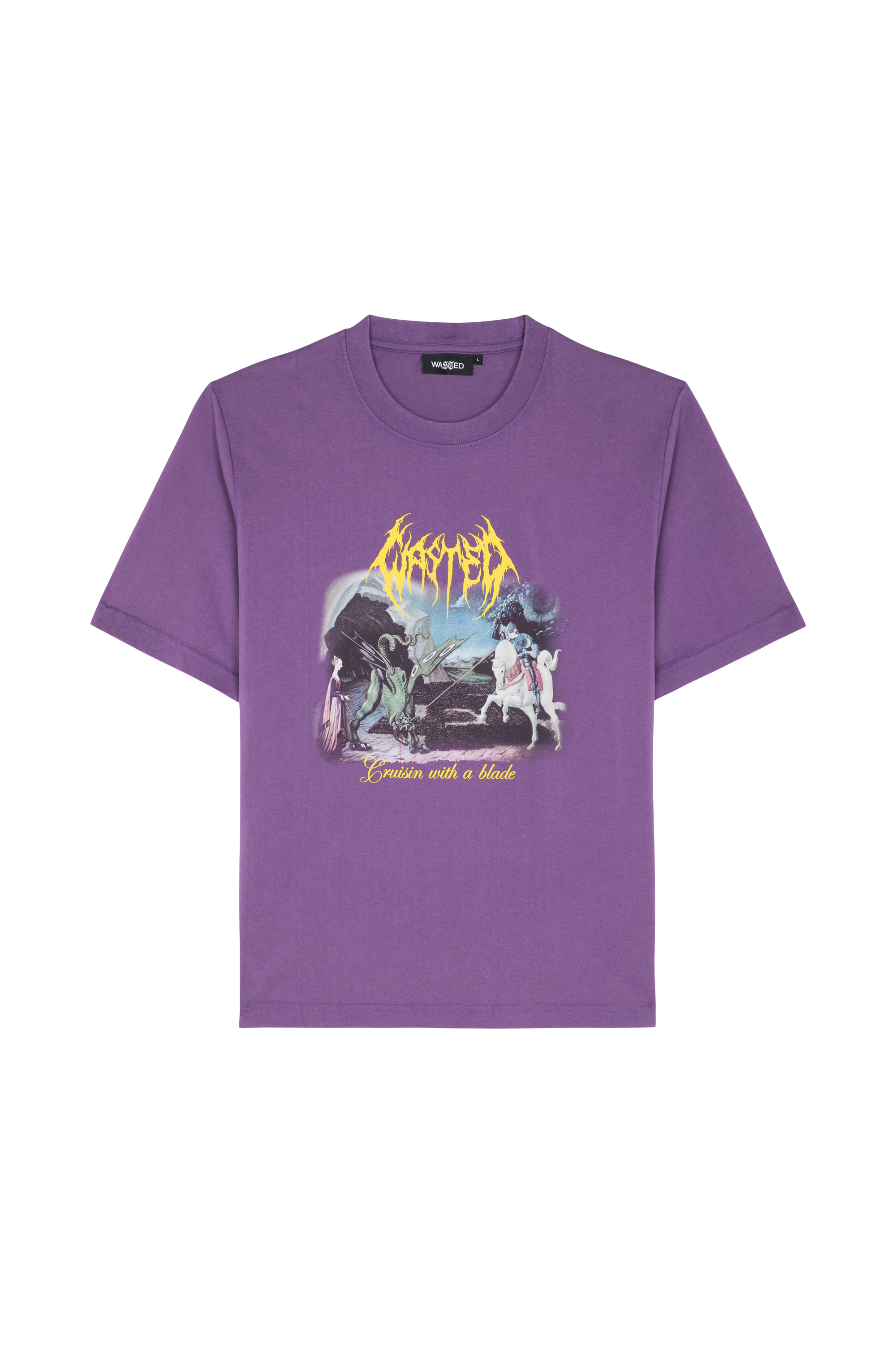 Regular-fit round-neck cotton T-shirt Purple