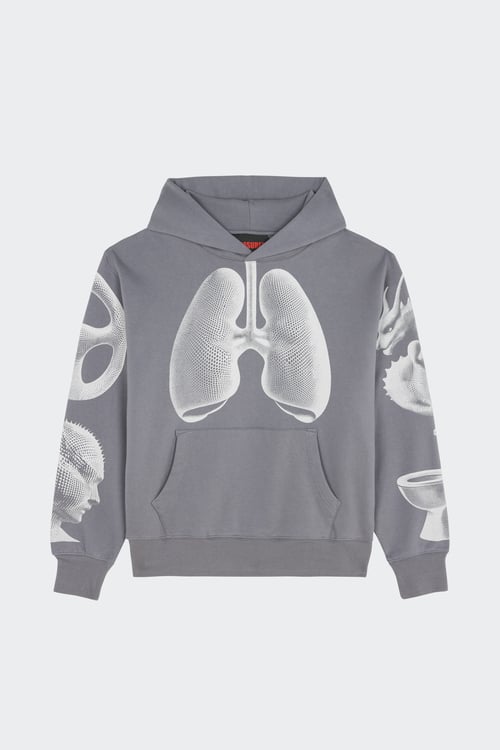 Sweat à capuche imprimé - Taille M Gris