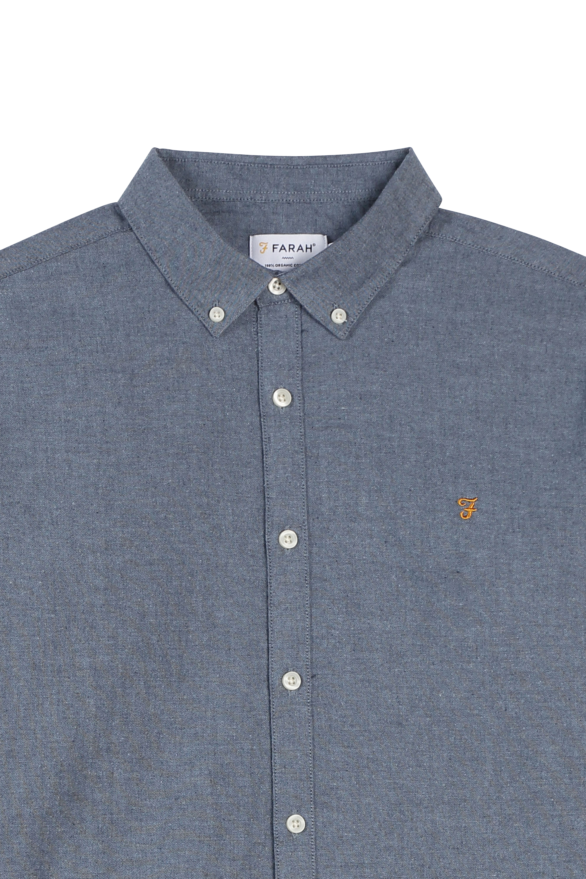 Chemise col américain slim-fit en coton biologique FARAH Bleu