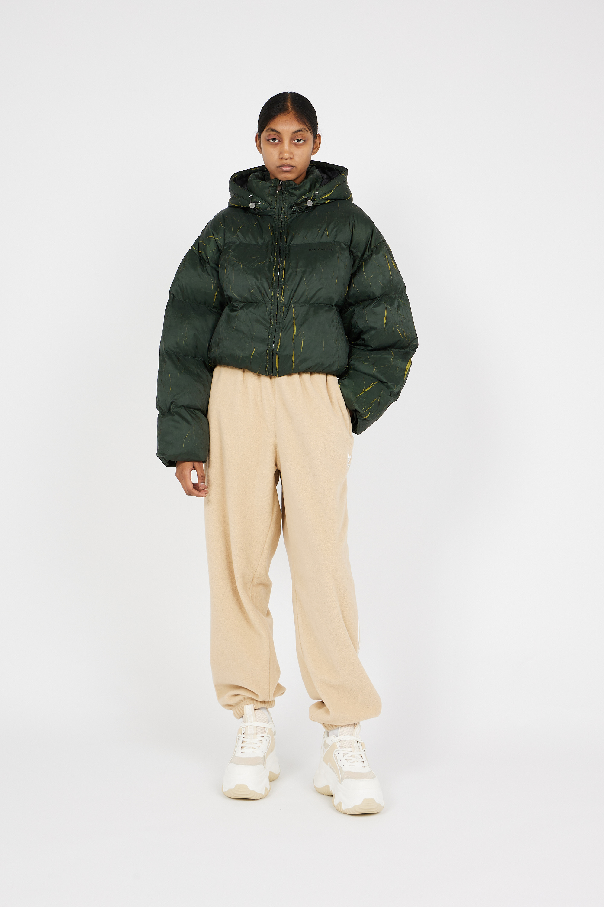 Lightweight quilted padded jacket with high neck Green