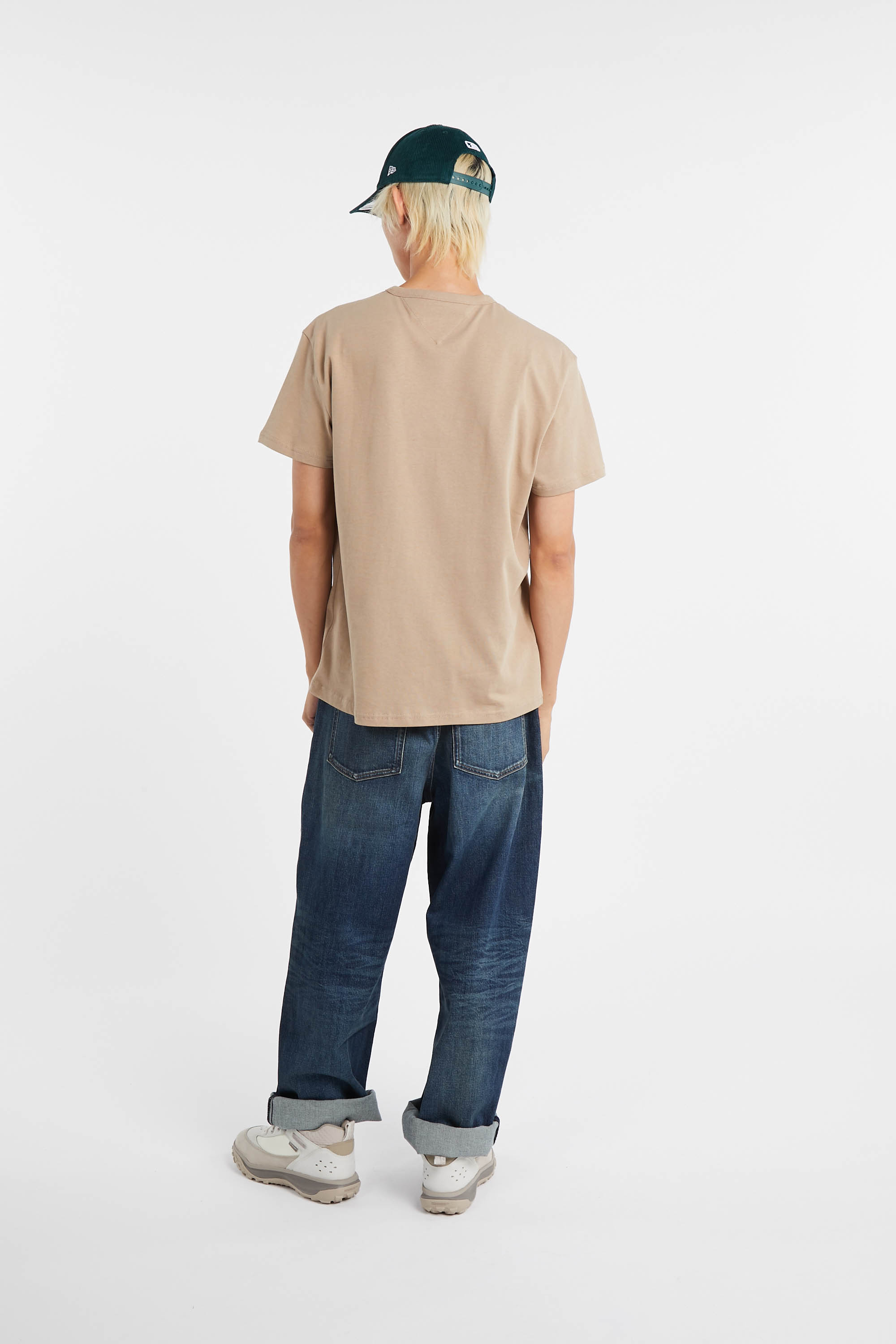 Regular-fit round-neck cotton T-shirt Beige