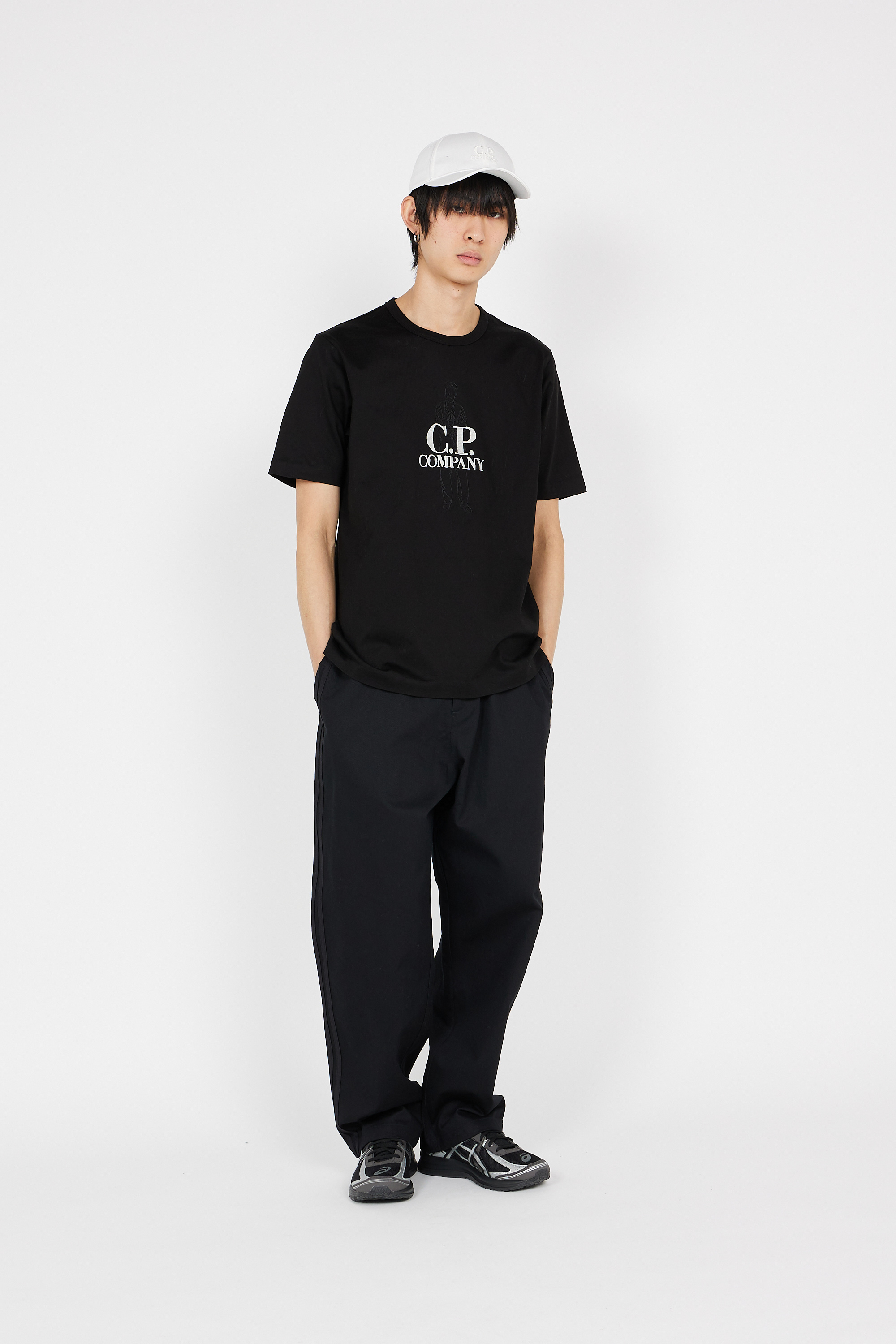 Regular-fit round-neck cotton T-shirt Black
