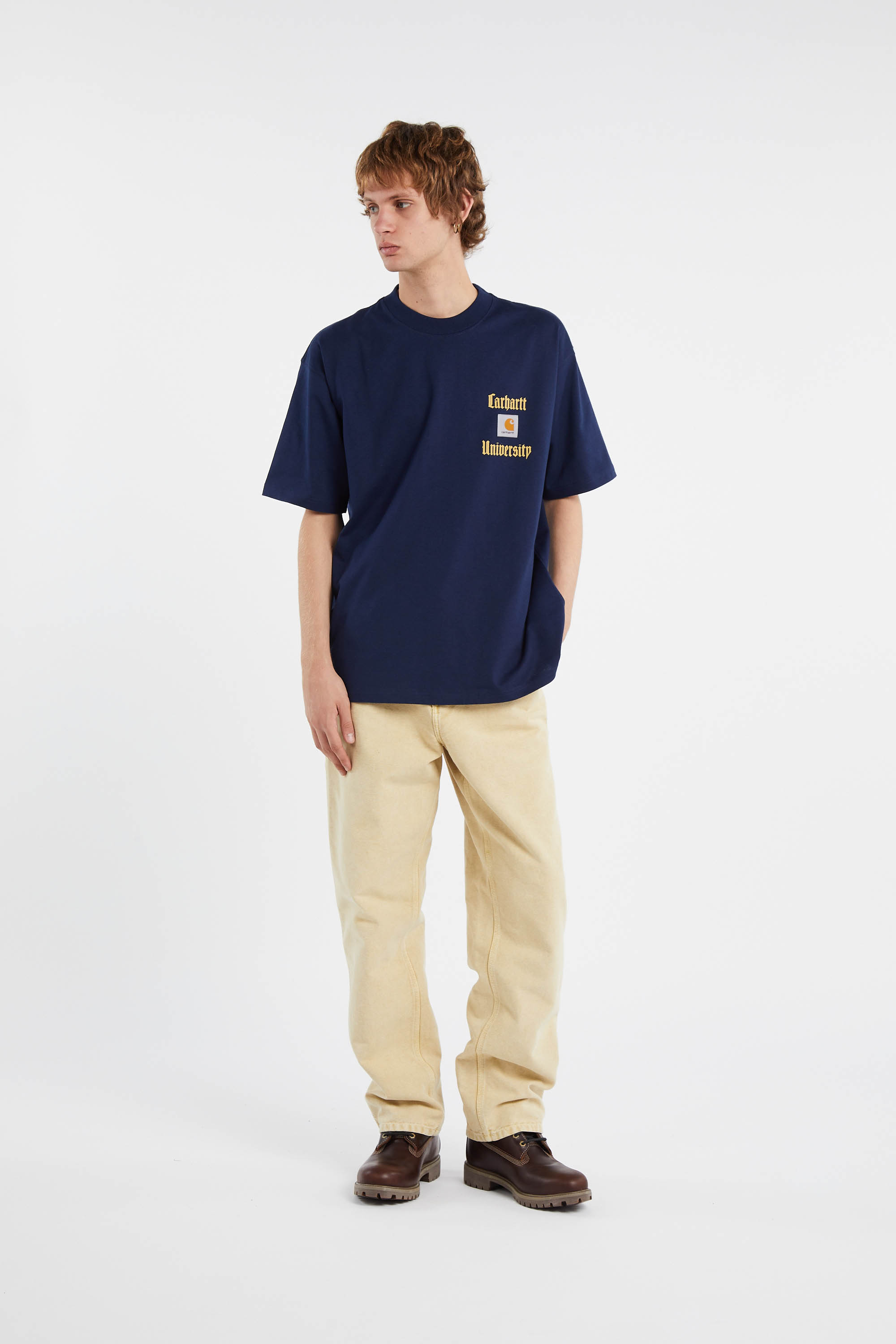 Regular-fit round-neck cotton T-shirt Blue