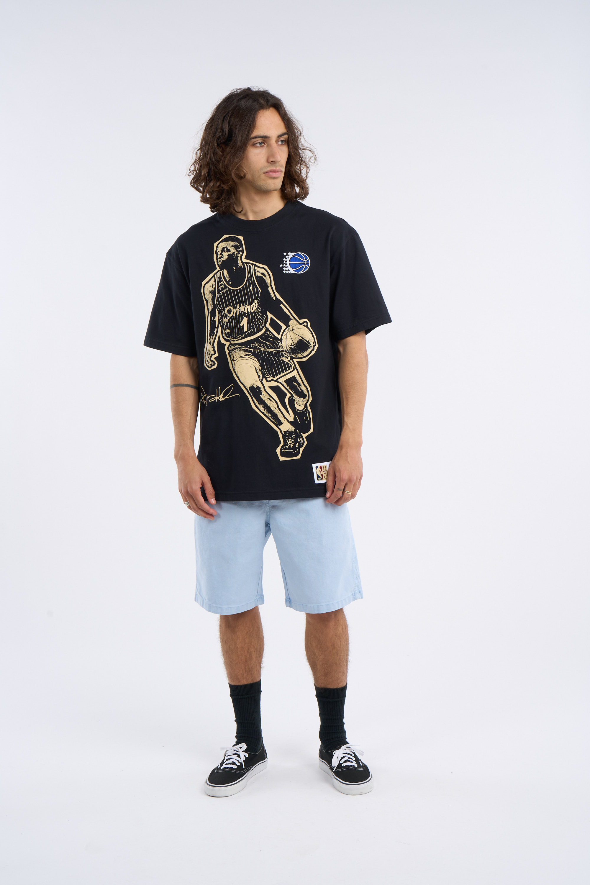 Regular-fit round-neck cotton T-shirt Black