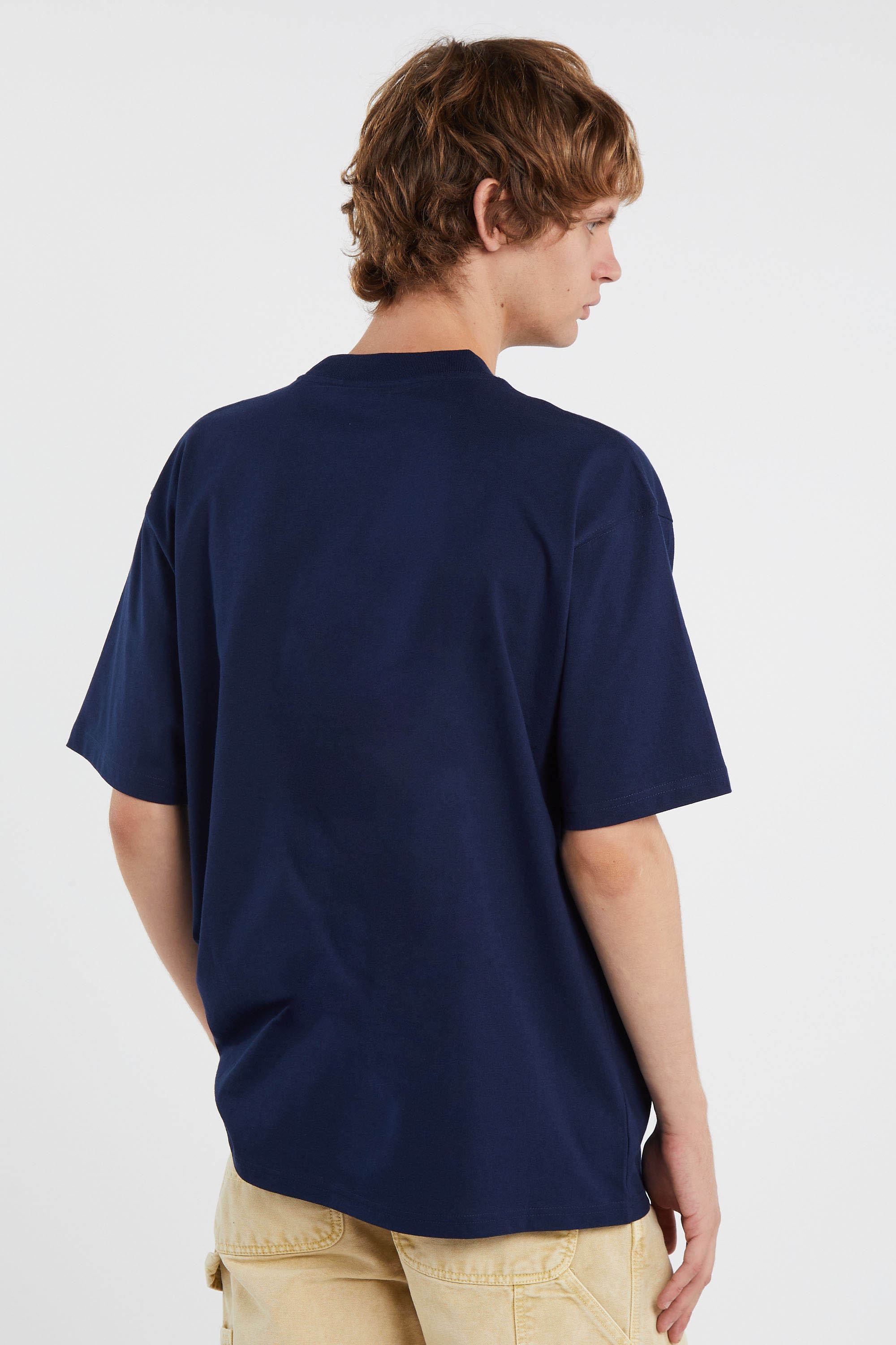 Regular-fit round-neck cotton T-shirt Blue