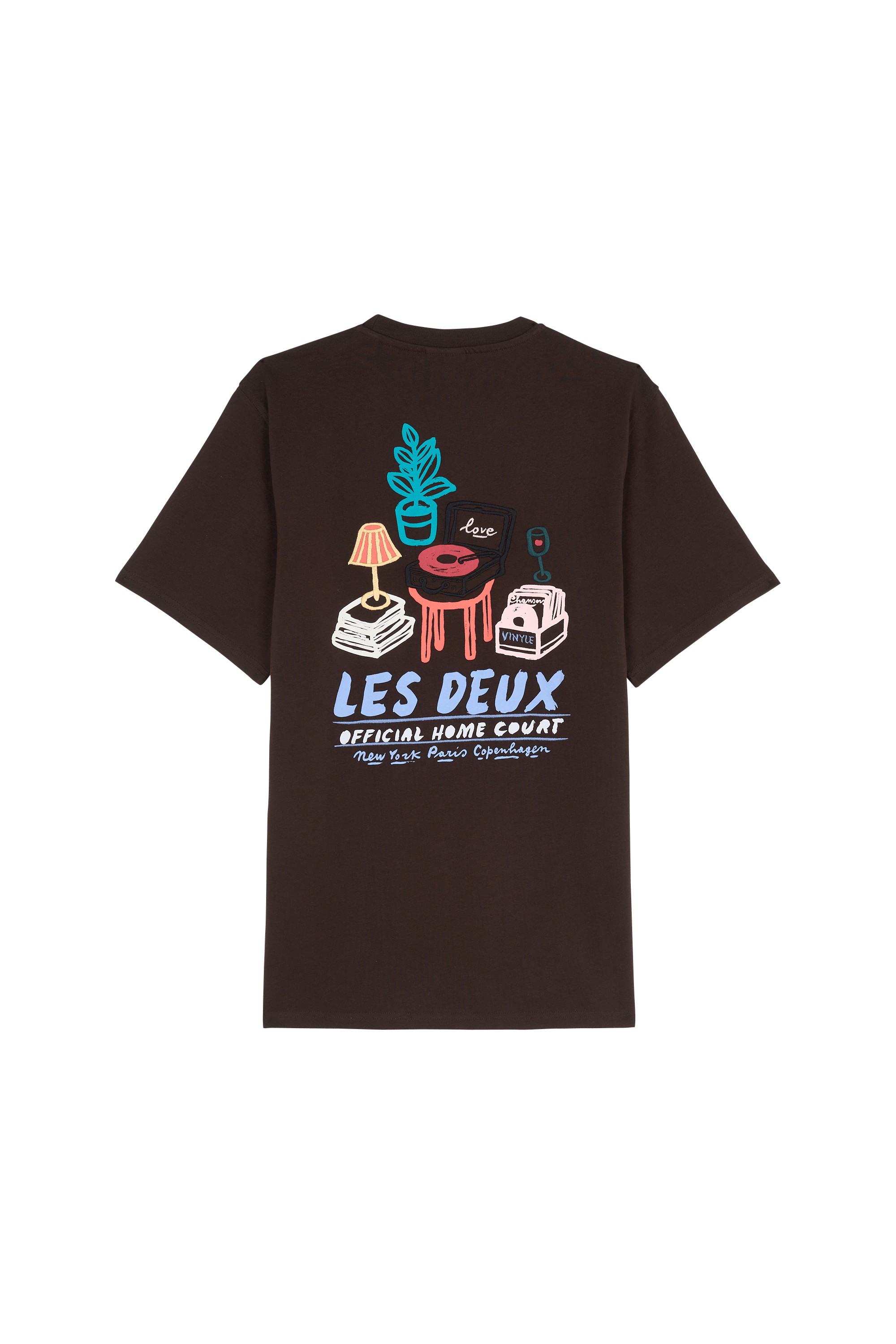 Regular-fit round-neck cotton T-shirt | Brown LES DEUX Men