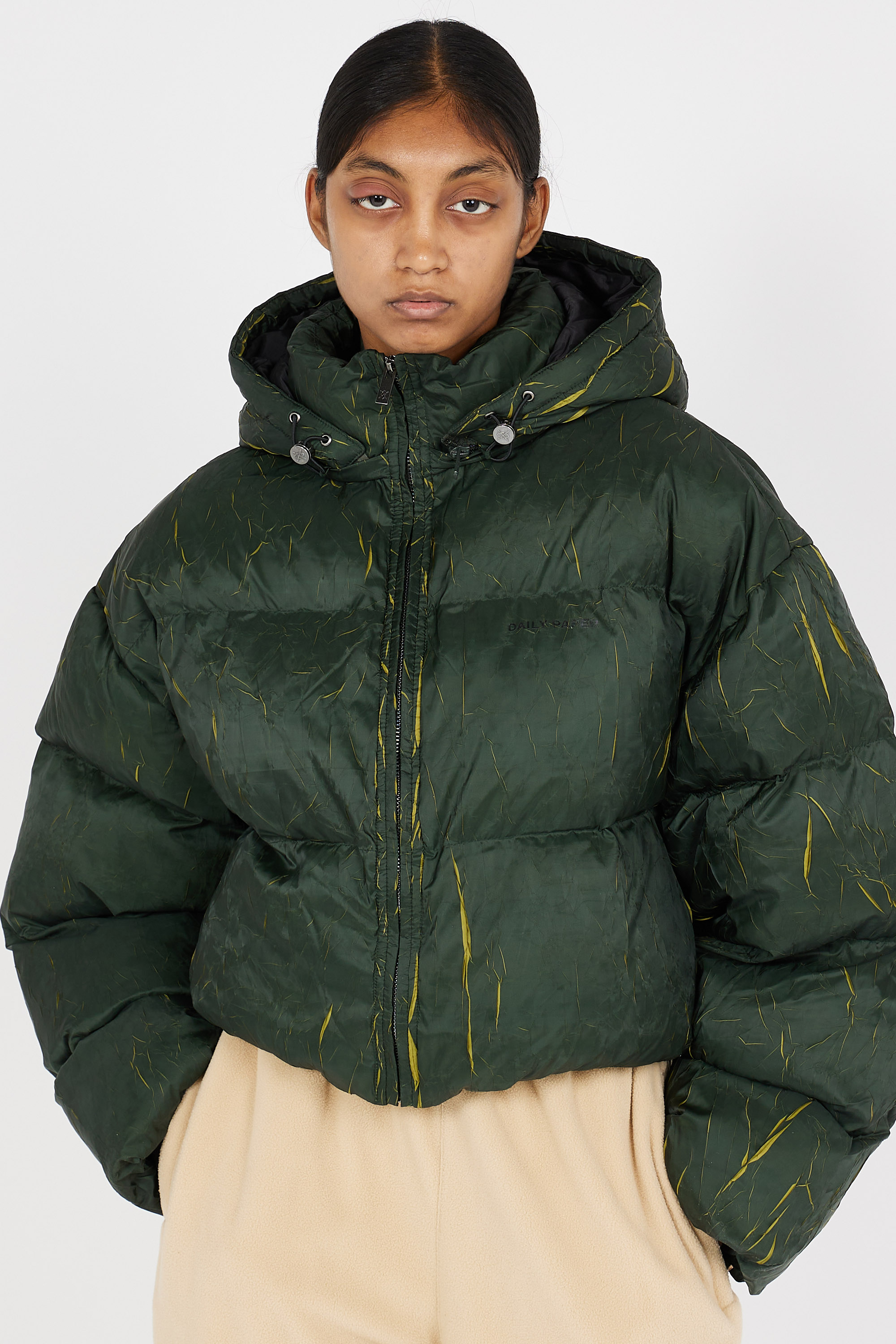 Lightweight quilted padded jacket with high neck Green