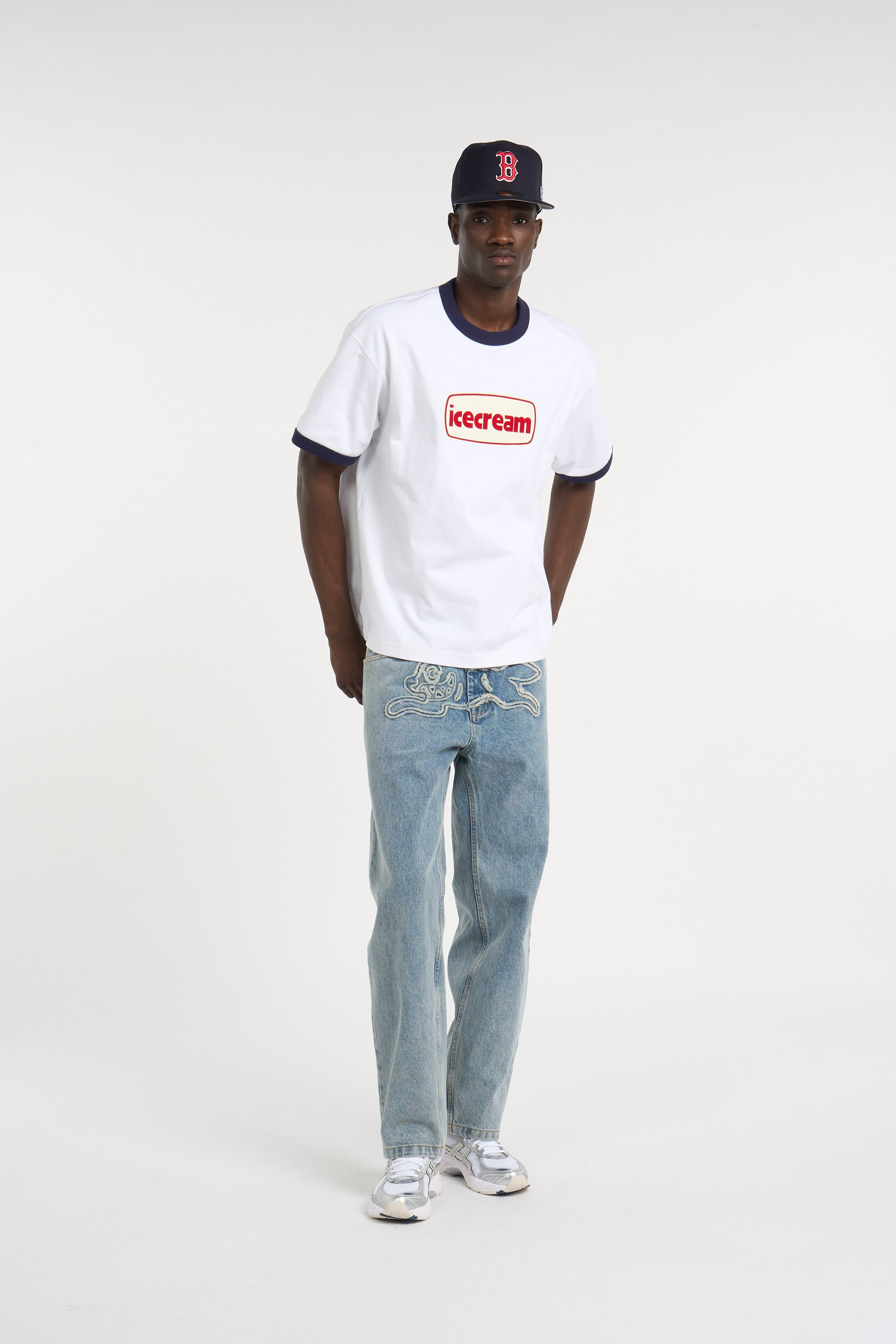 Regular-fit round-neck cotton T-shirt ICE CREAM White