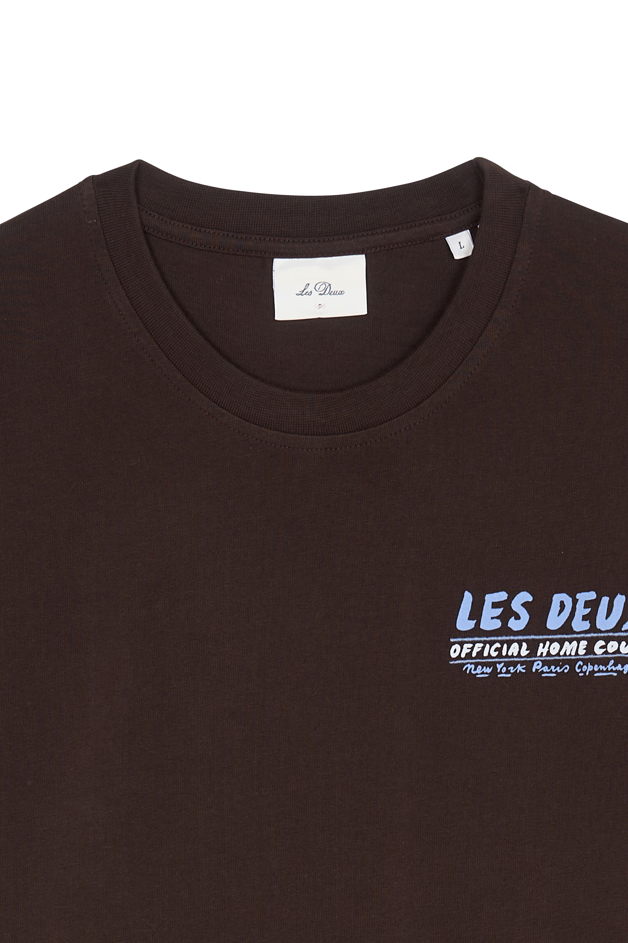 Regular-fit round-neck cotton T-shirt | Brown LES DEUX Men