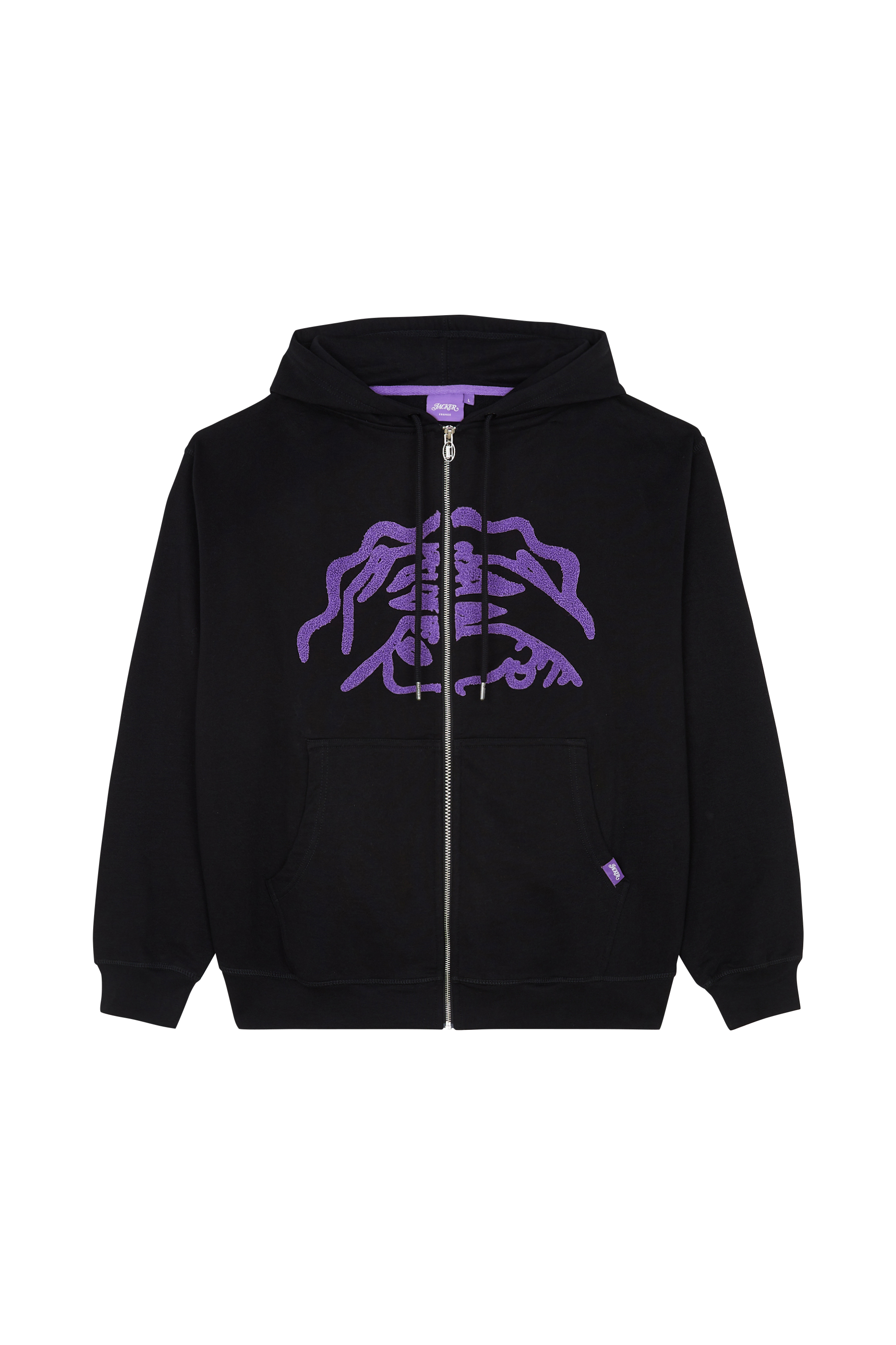 Regular-fit zip-up cotton-blend hoodie with Pony Player Black