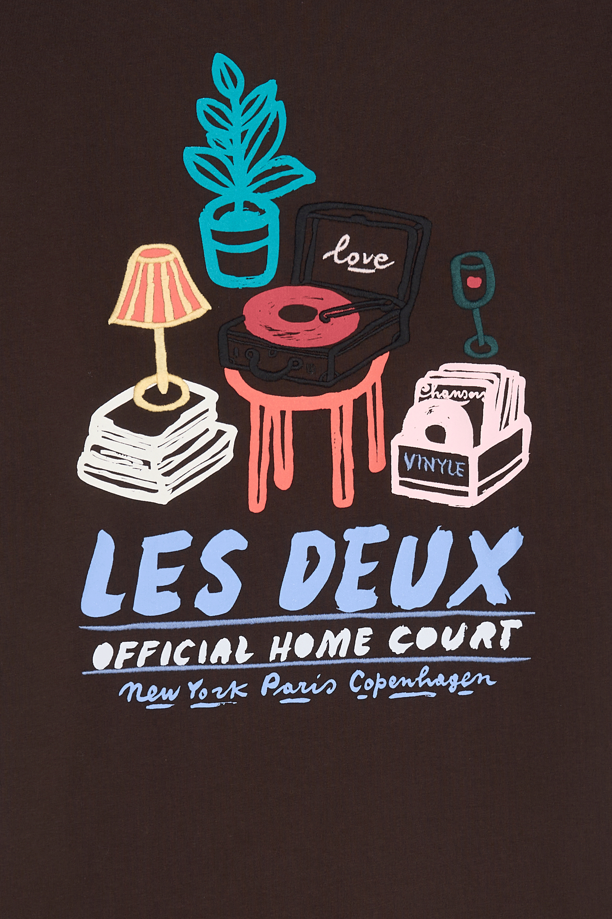 Regular-fit round-neck cotton T-shirt | Brown LES DEUX Men