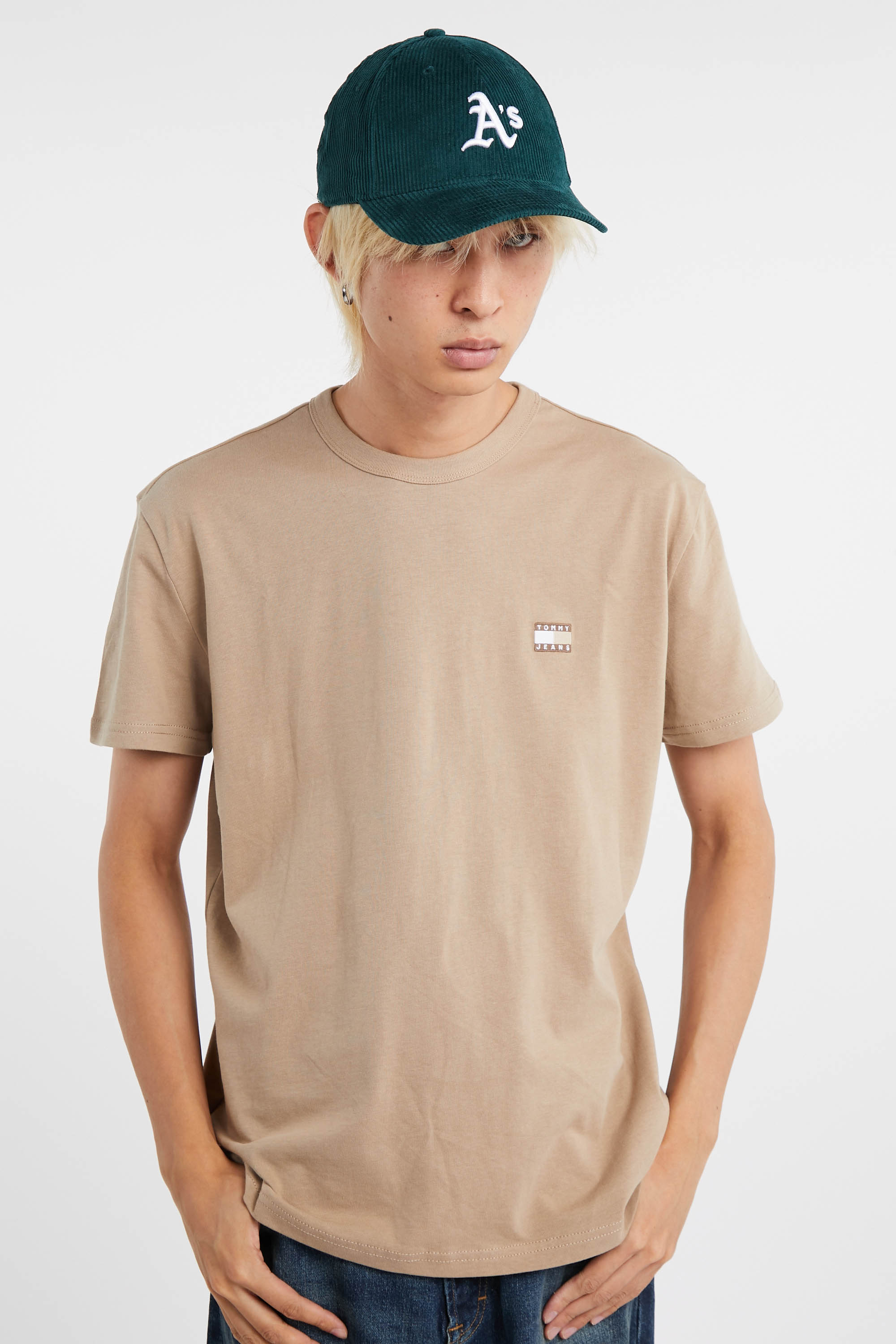 Regular-fit round-neck cotton T-shirt Beige