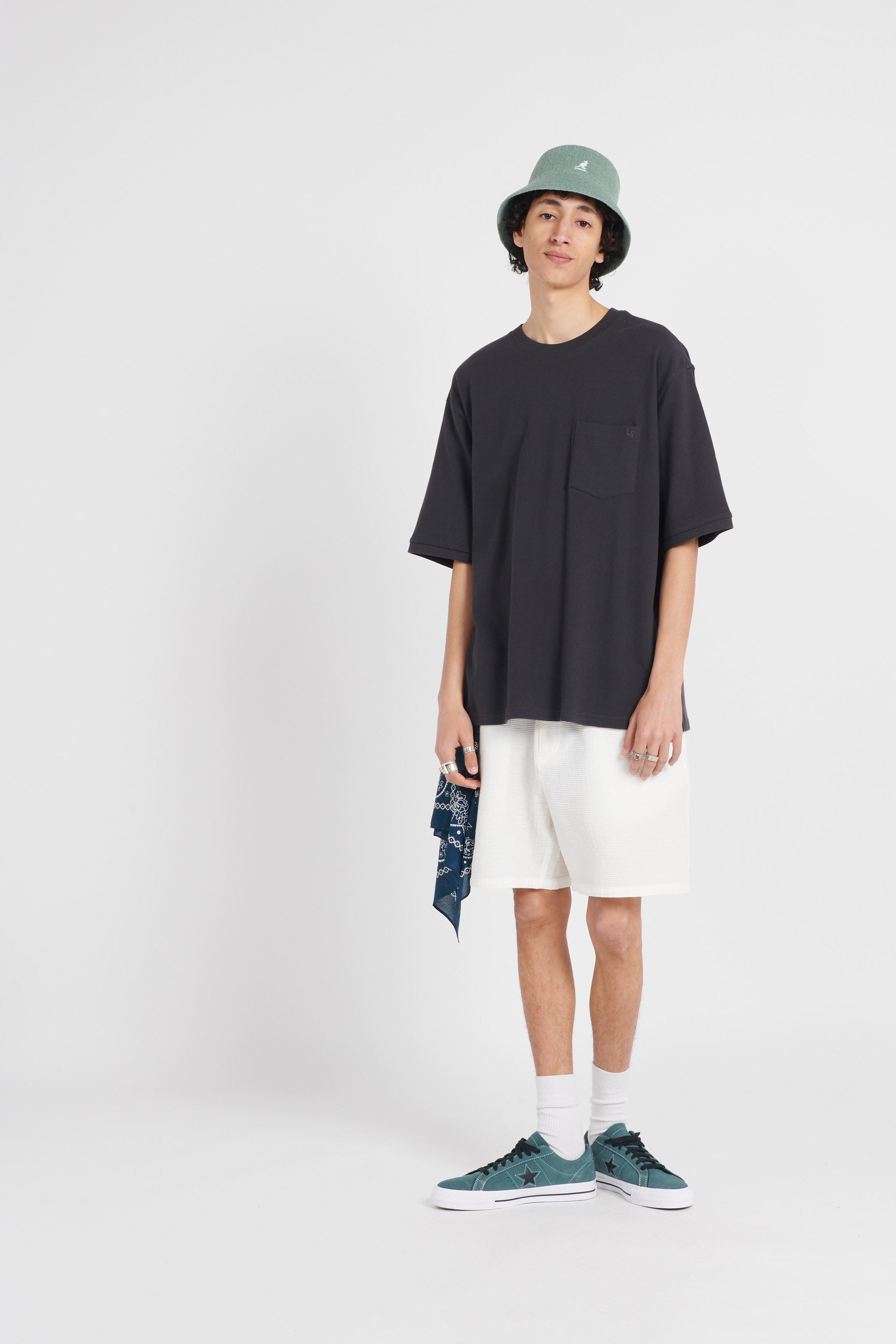Regular-fit round-neck cotton T-shirt Black