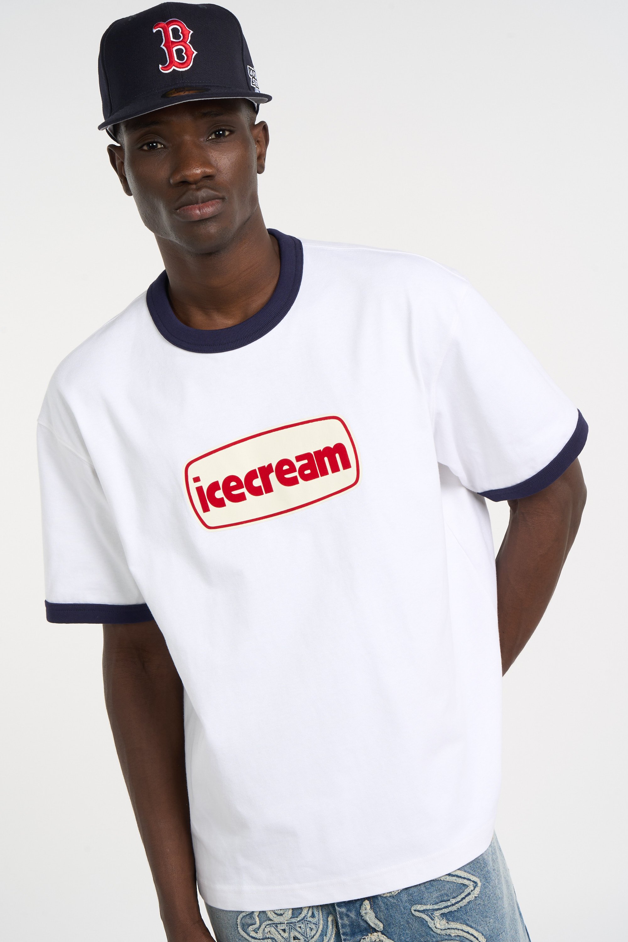 Regular-fit round-neck cotton T-shirt | White ICE CREAM Men