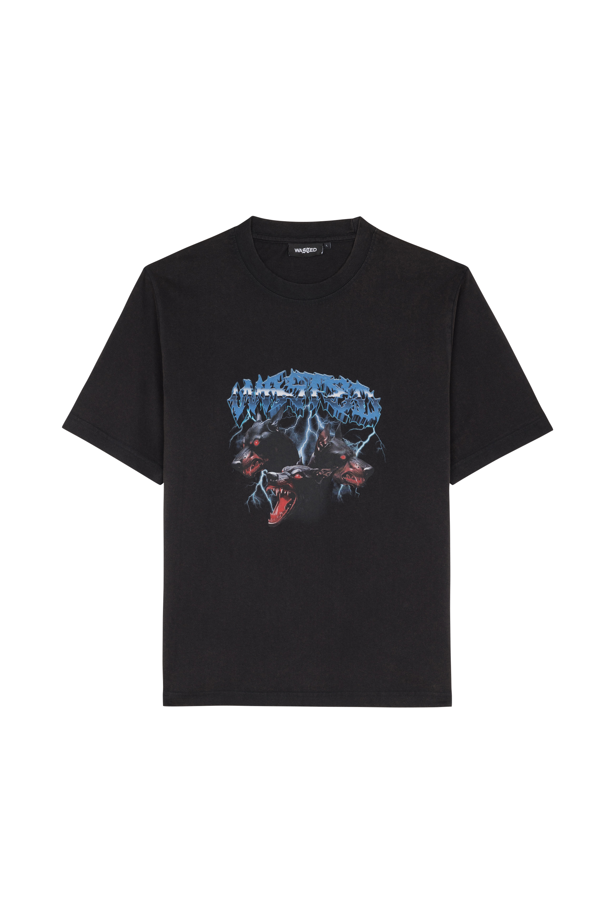 Regular-fit round-neck cotton T-shirt Black