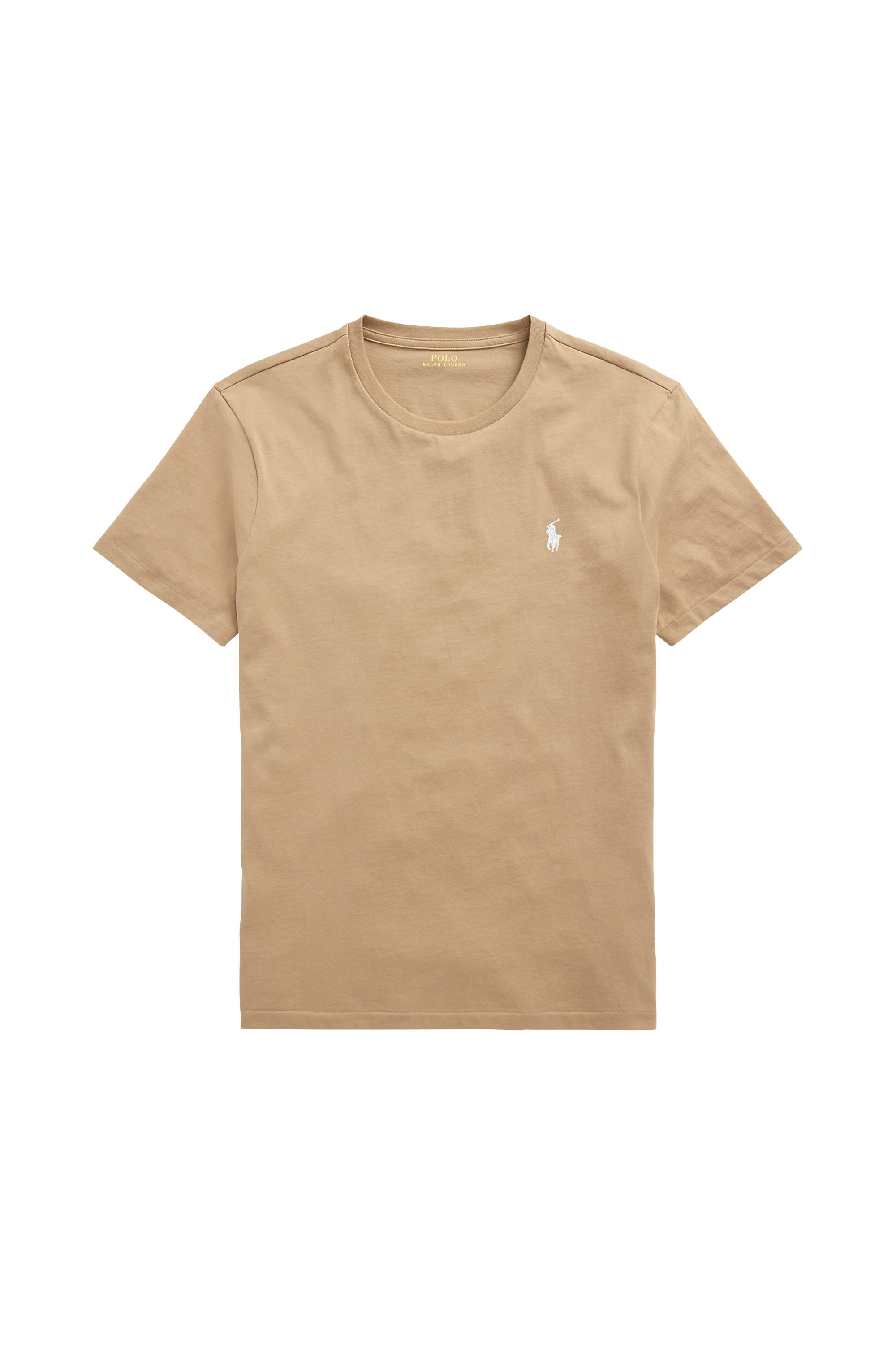 Regular-fit round-neck cotton T-shirt Beige