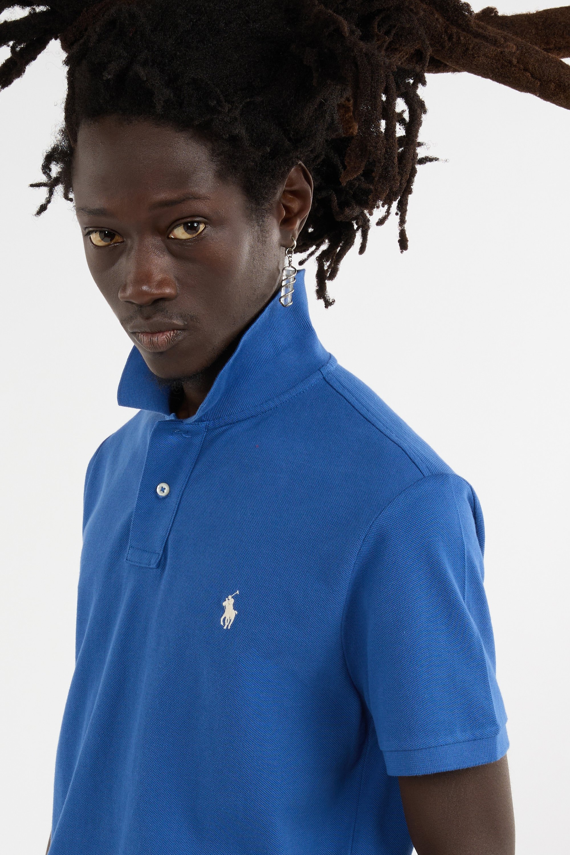 Polo slim-fit en coton Bleu