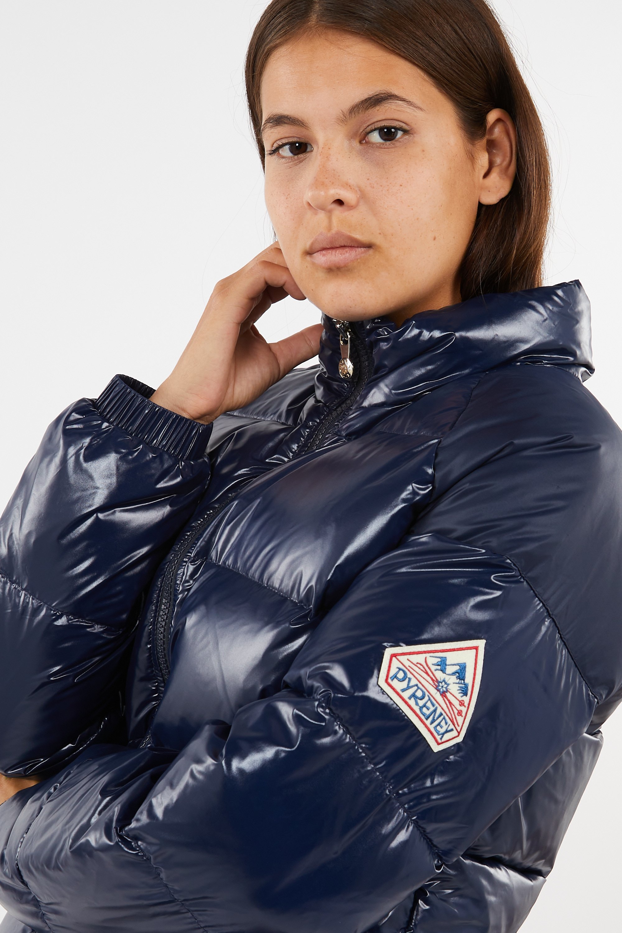 Lightweight quilted padded jacket with high neck Blue