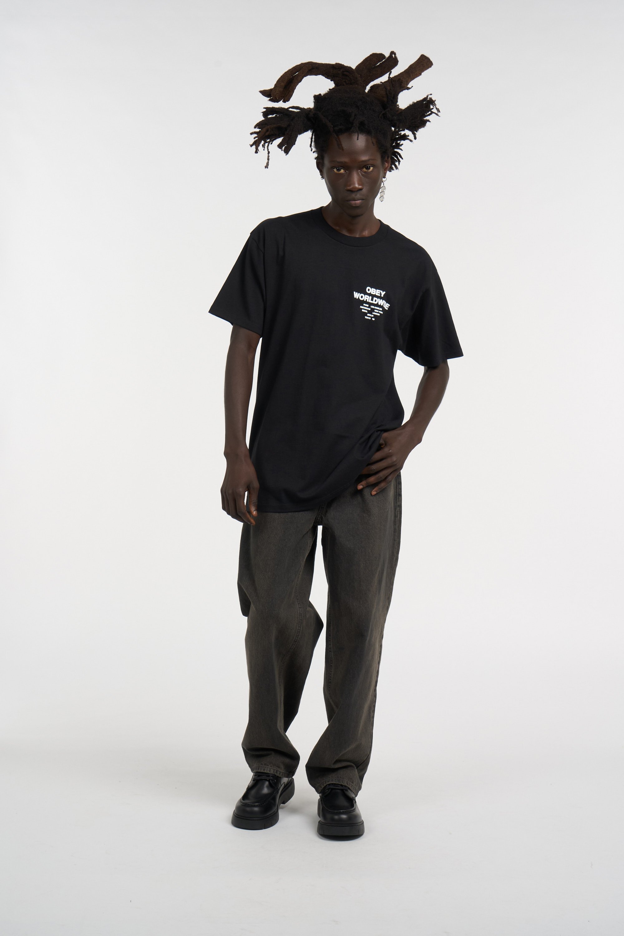 Regular-fit round-neck cotton T-shirt OBEY Black