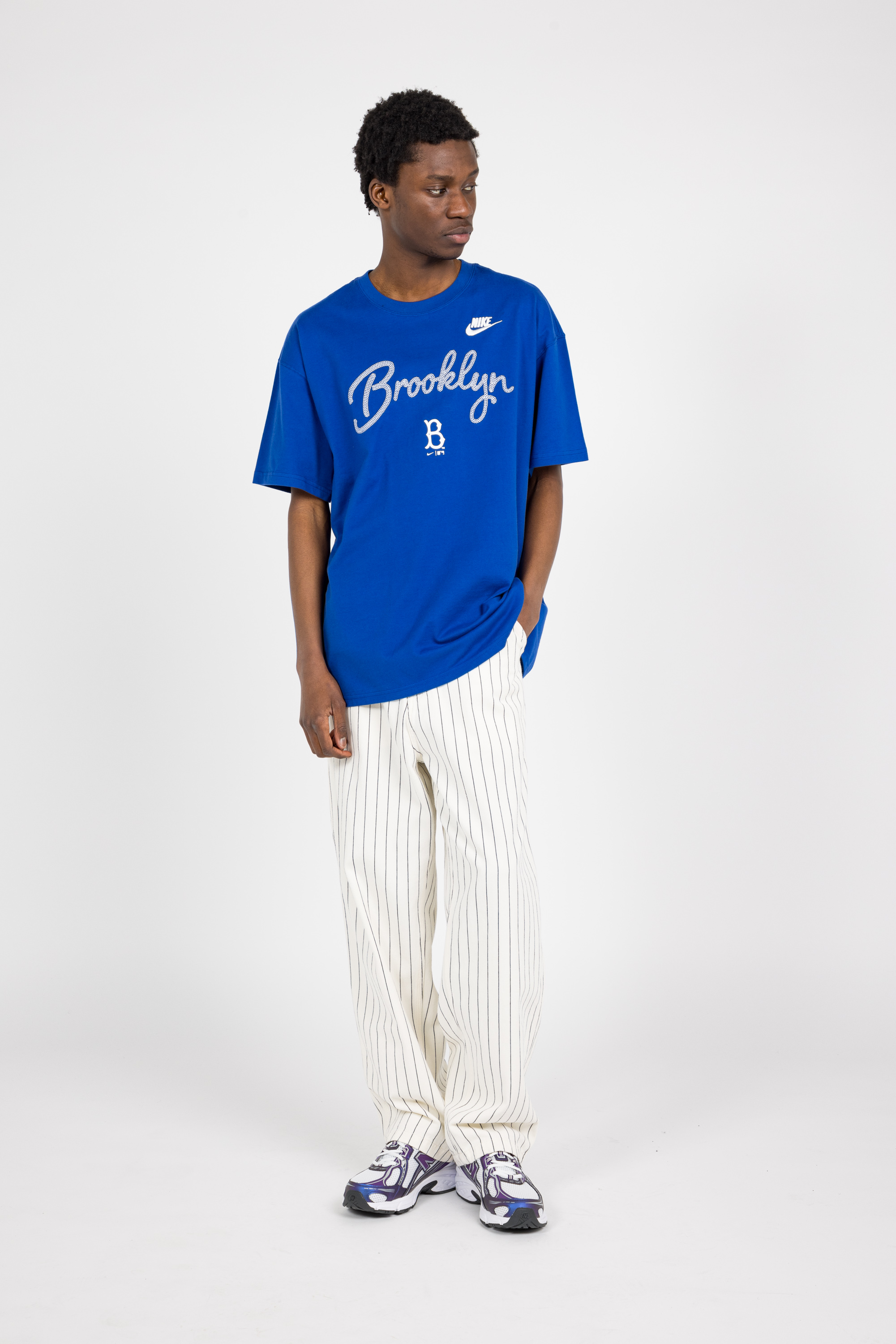Regular-fit round-neck cotton T-shirt Blue