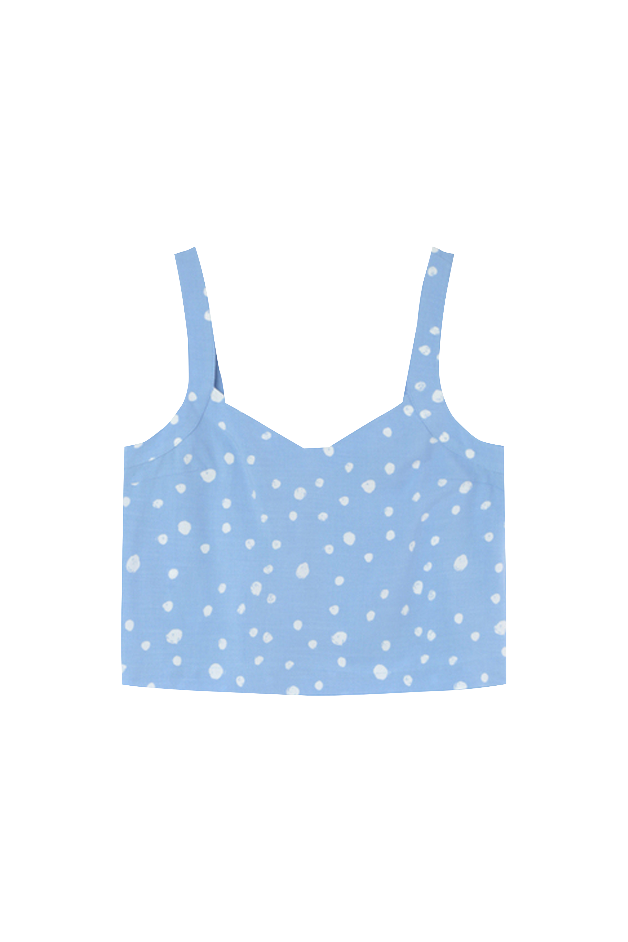 Polka dot strappy crop top in blended cotton Blue