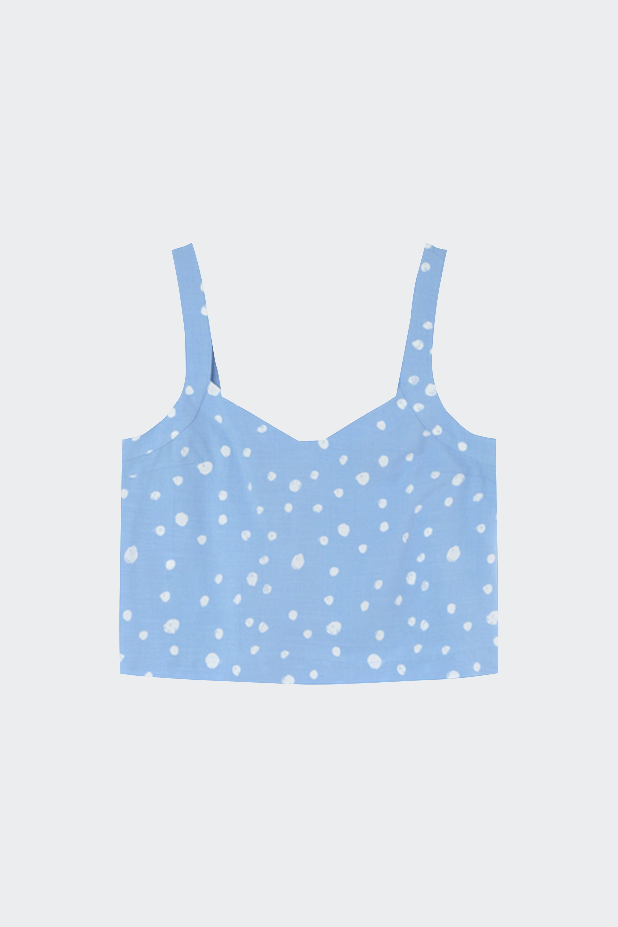 Polka dot strappy crop top in blended cotton | Blue by GRACE ET MILA Polka dot strappy crop top in blended cotton Blue