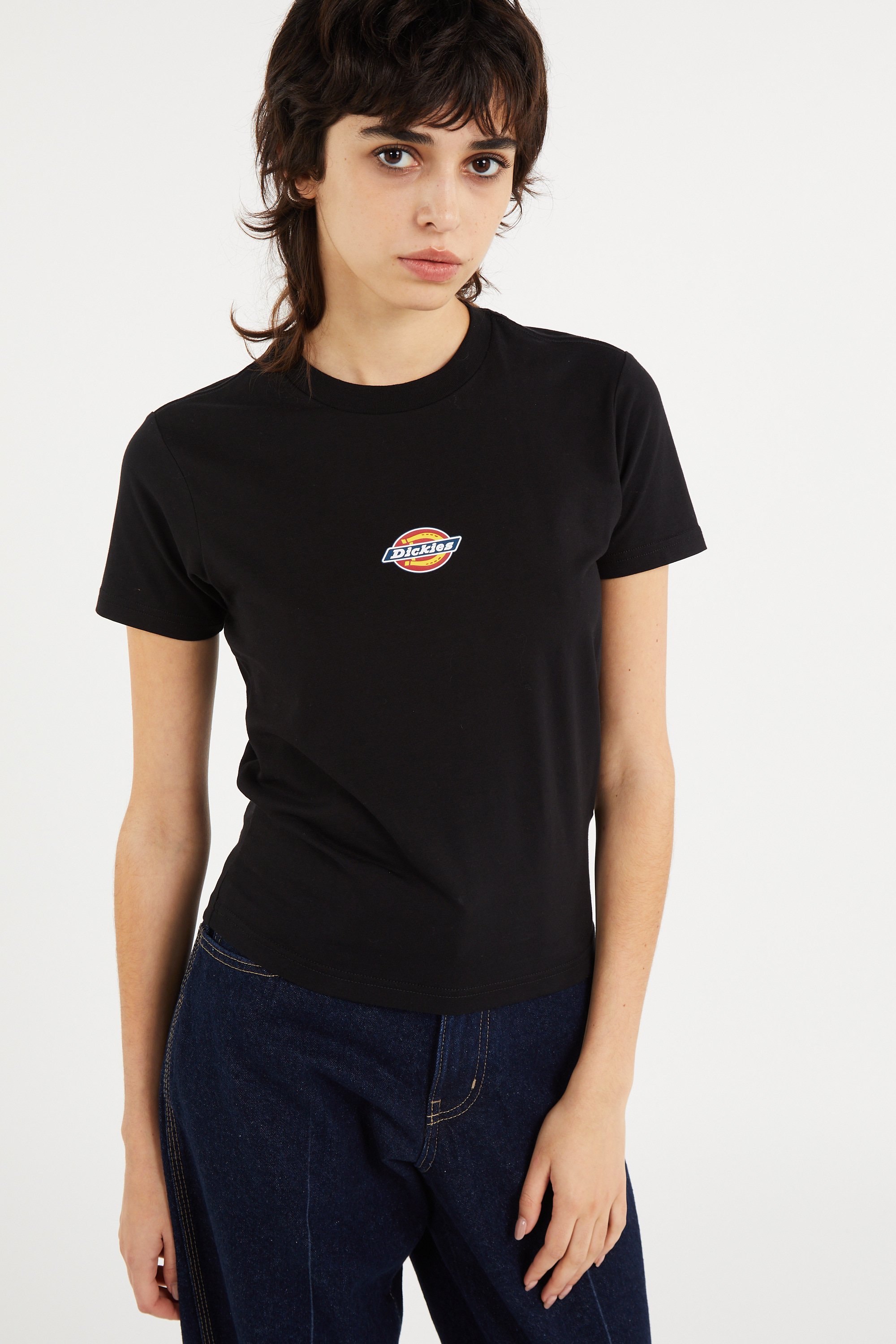 Regular-fit round-neck cotton T-shirt | Black DICKIES Women