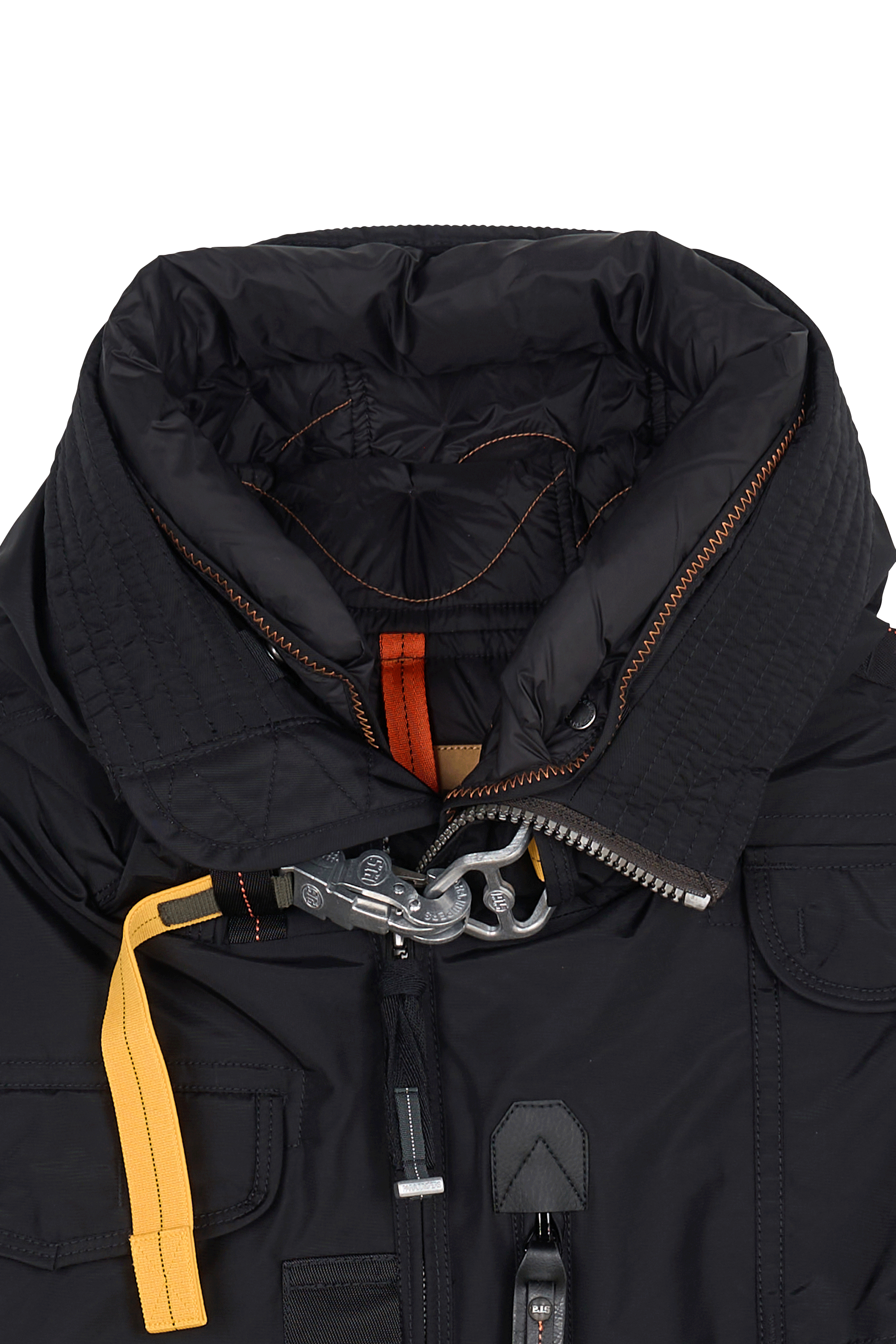 Zipped high-neck colorblock padded jacket with hood | Black PARAJUMPERS Men