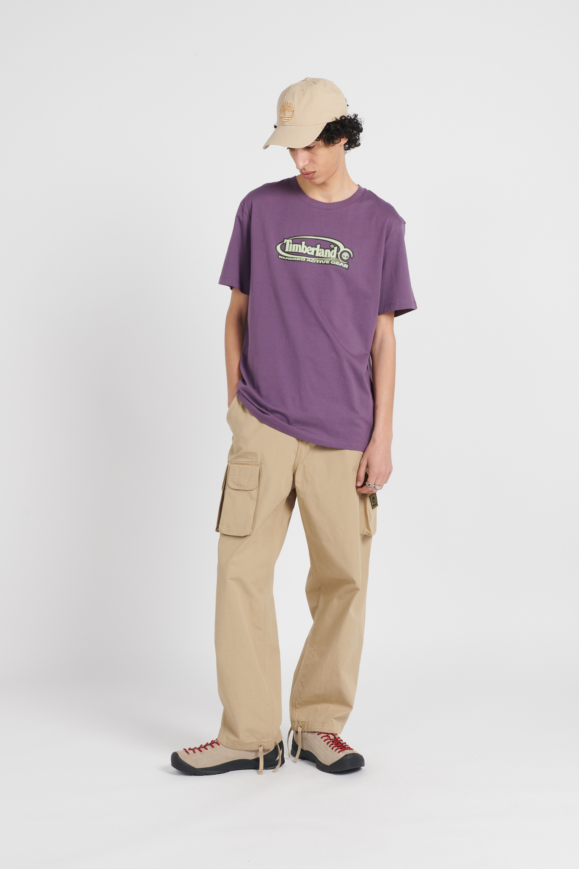 Regular-fit round-neck cotton T-shirt Purple