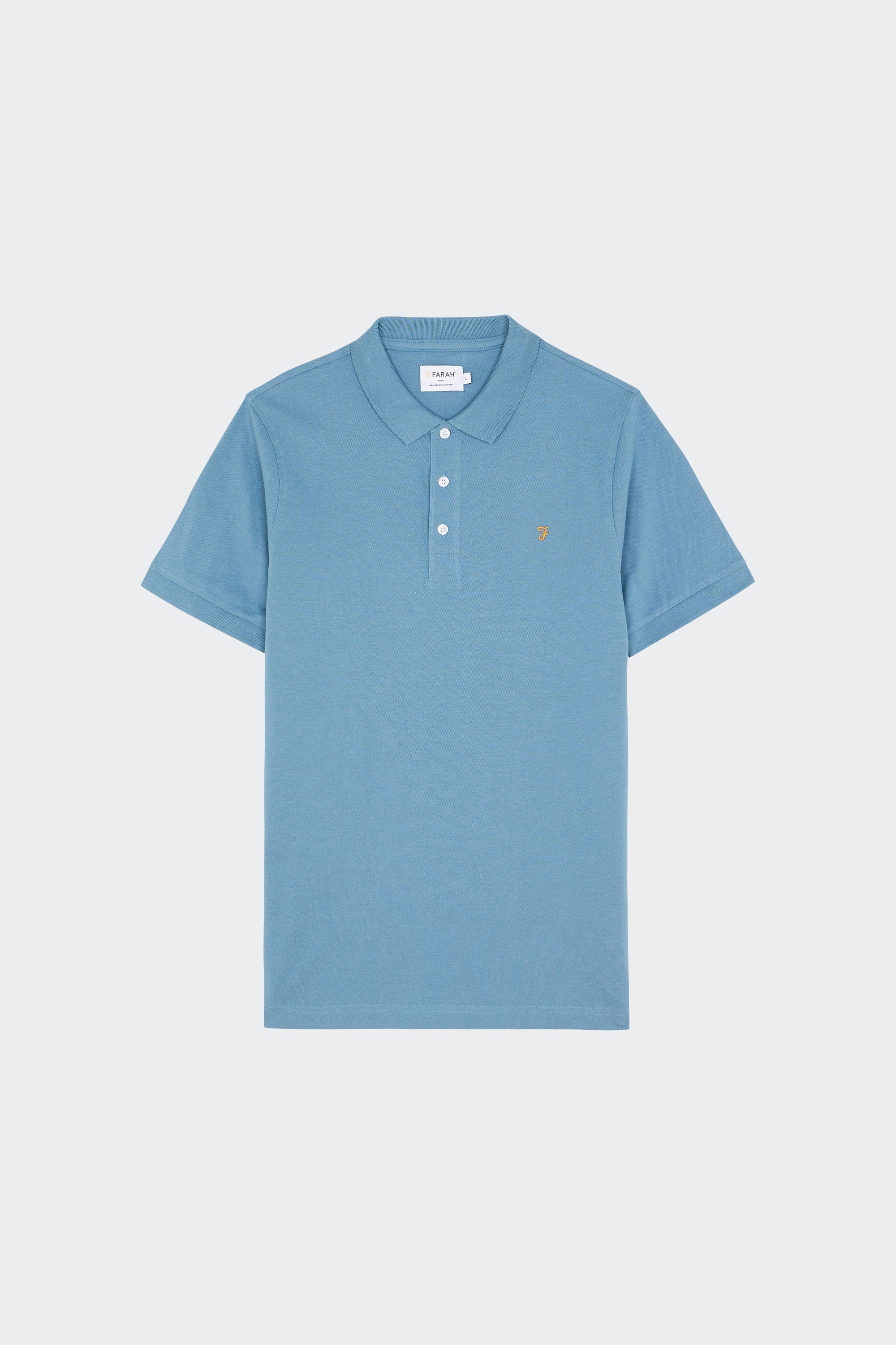 Polo à manches courtes en coton bio | Bleu by FARAH Polo à manches courtes en coton bio Bleu