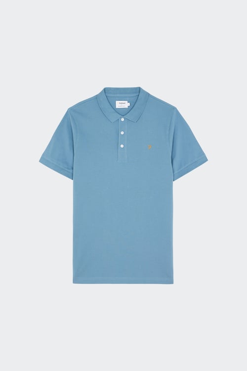 FARAH Polo à manches courtes en coton bio Bleu