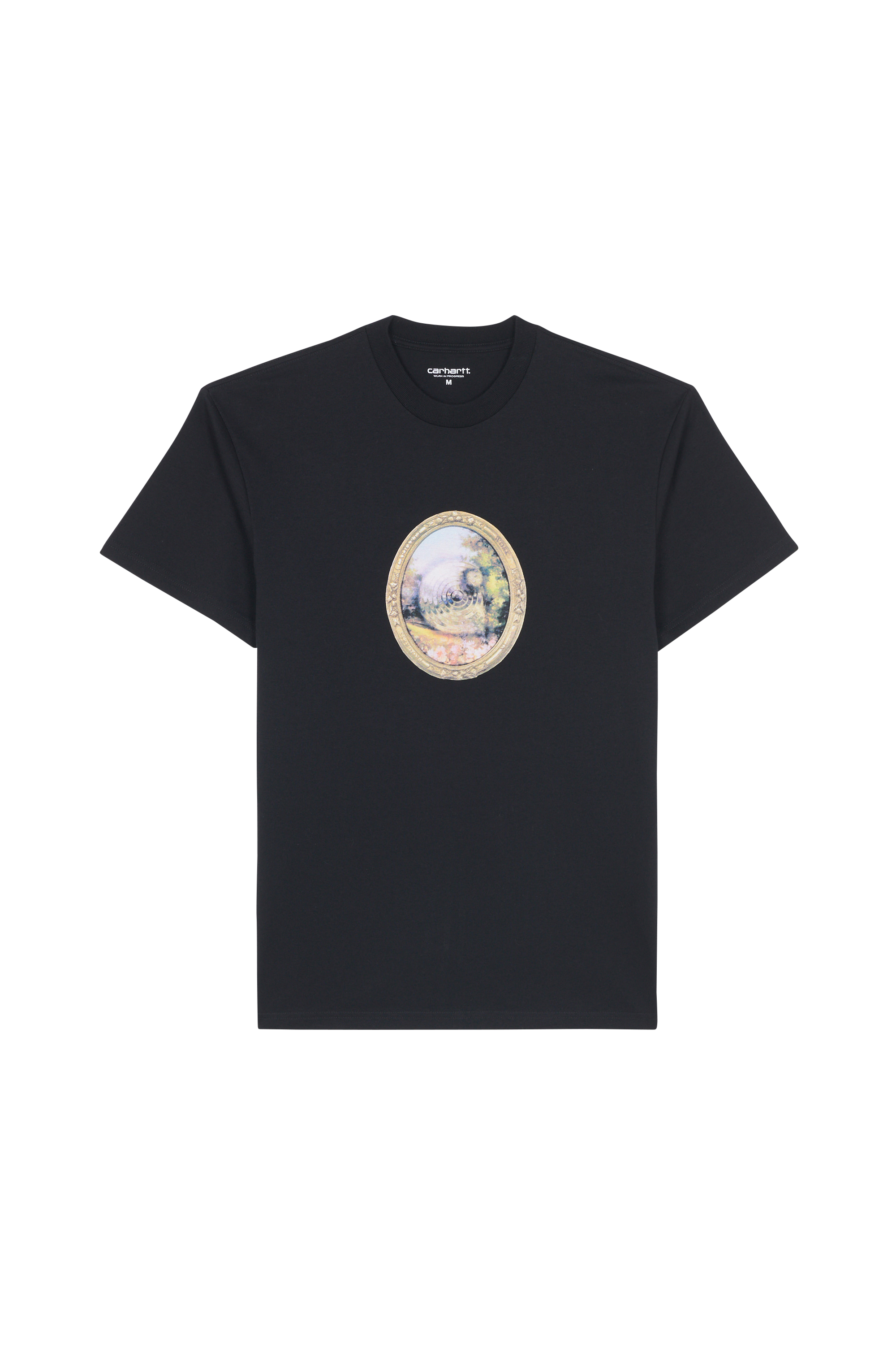Regular-fit round-neck cotton T-shirt Black