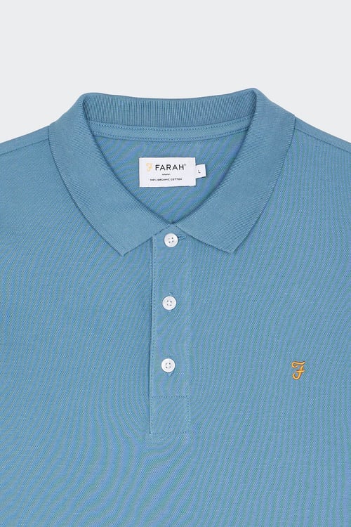 FARAH Polo à manches courtes en coton bio Bleu