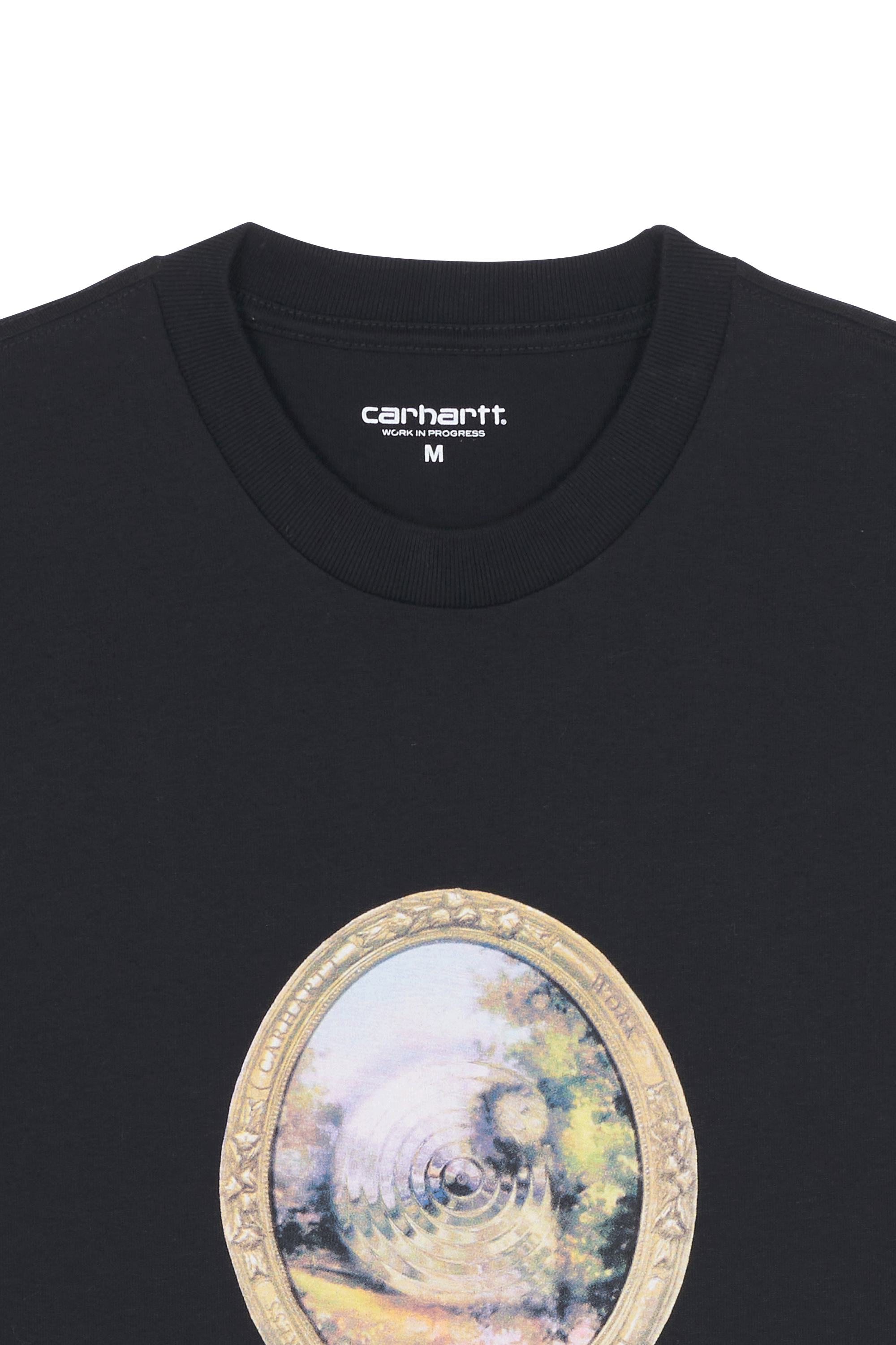 Regular-fit round-neck cotton T-shirt Black