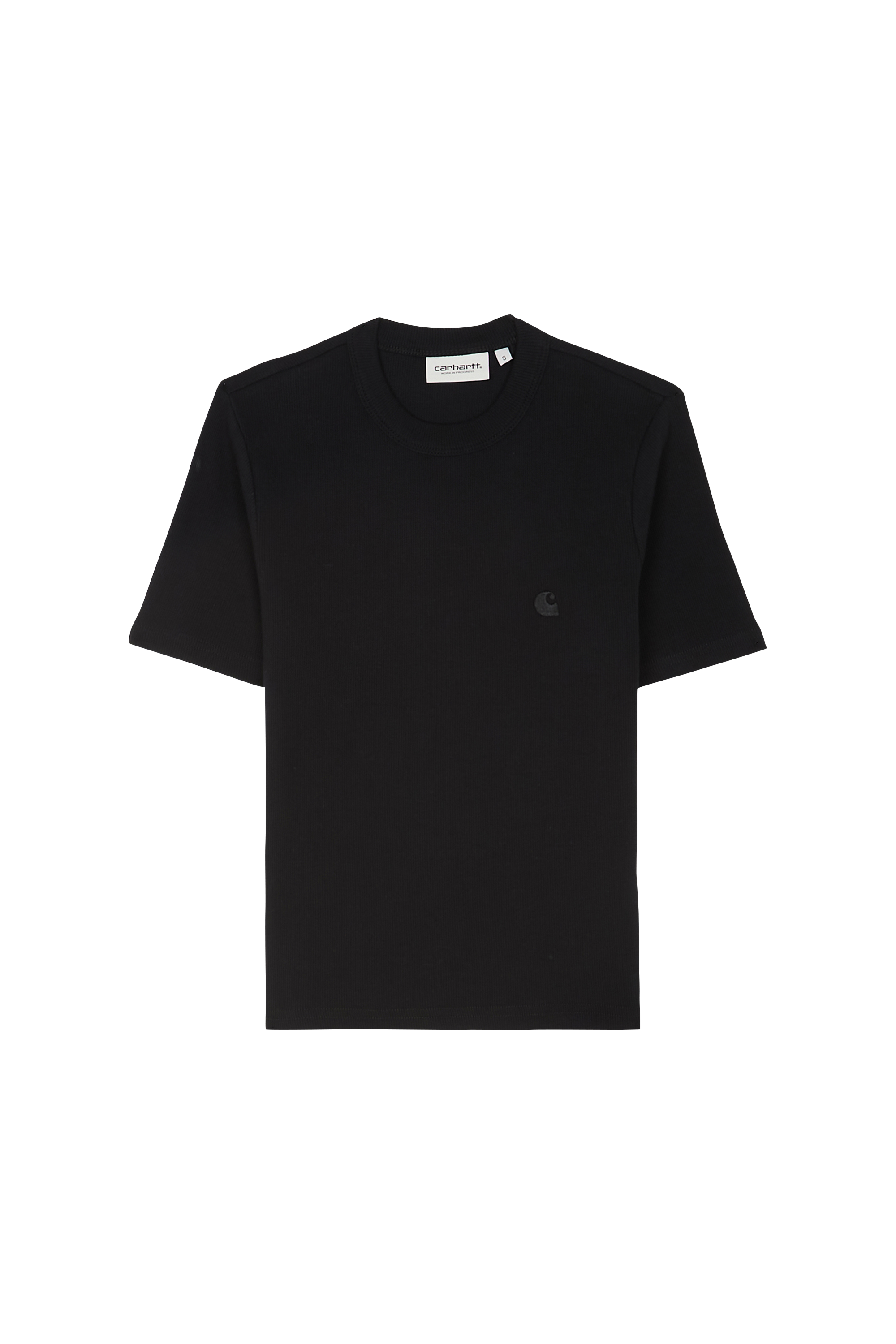 Regular-fit round-neck cotton T-shirt Black