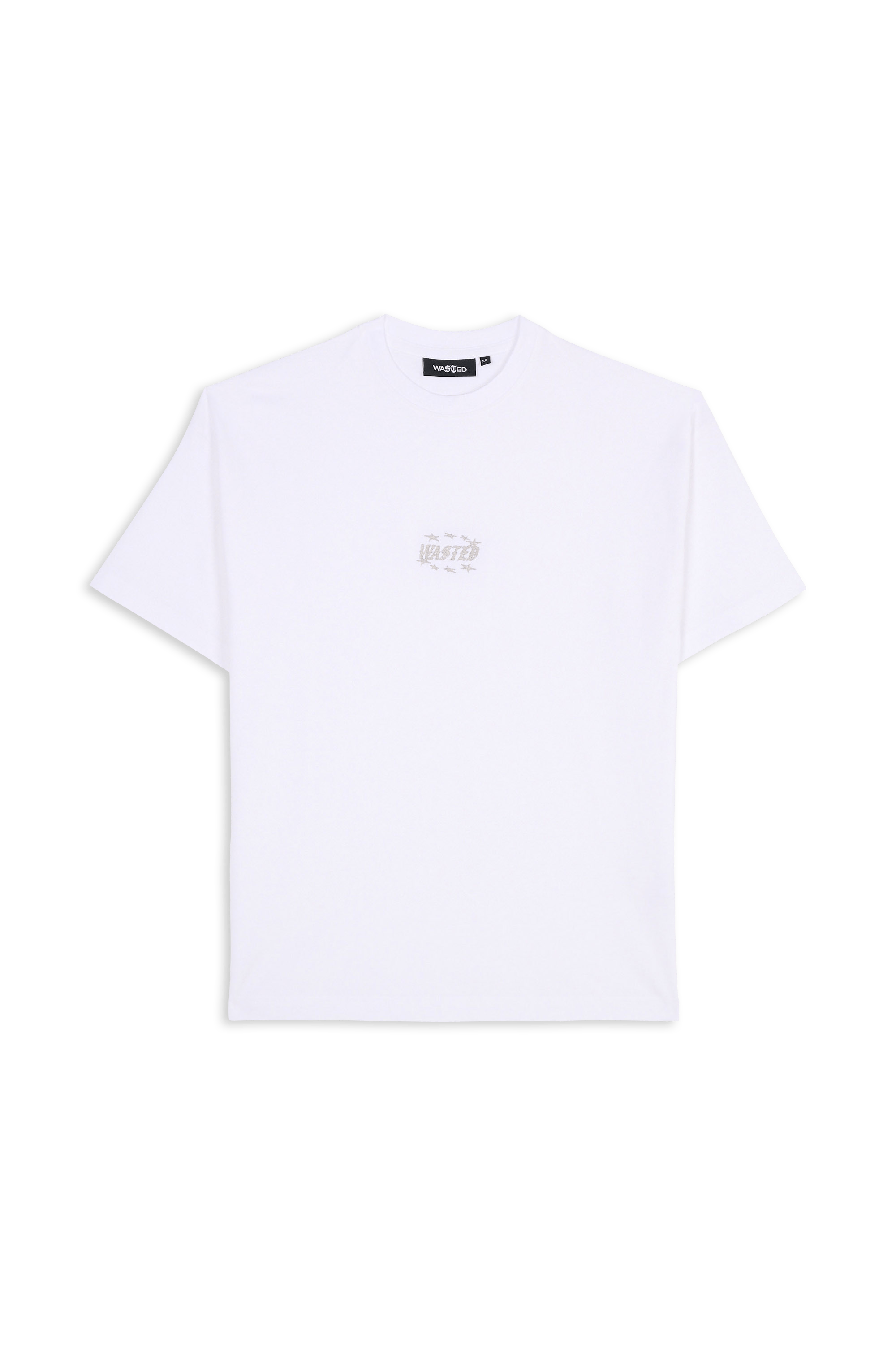 Regular-fit round-neck cotton T-shirt WASTED White