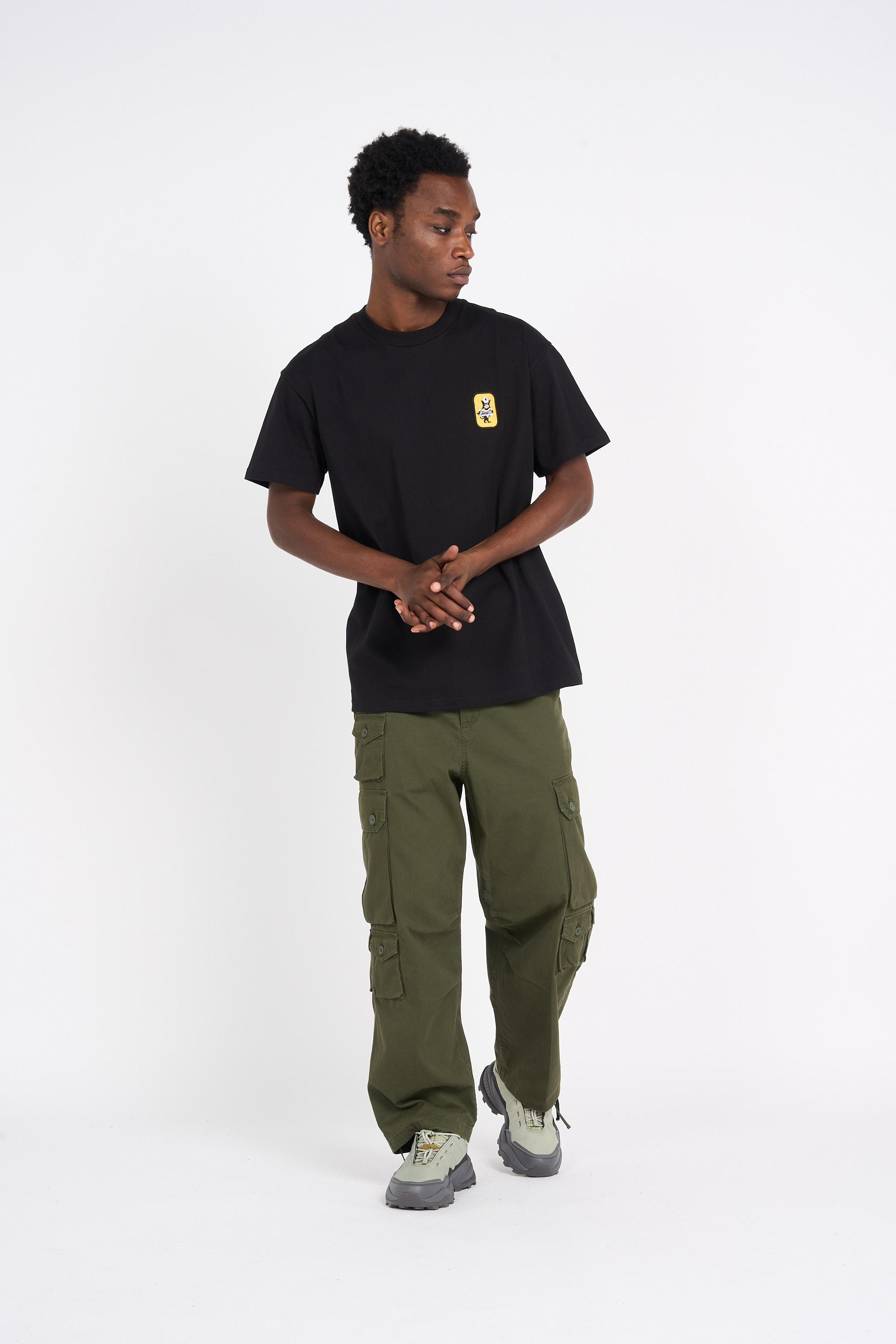 Regular-fit round-neck cotton T-shirt Black