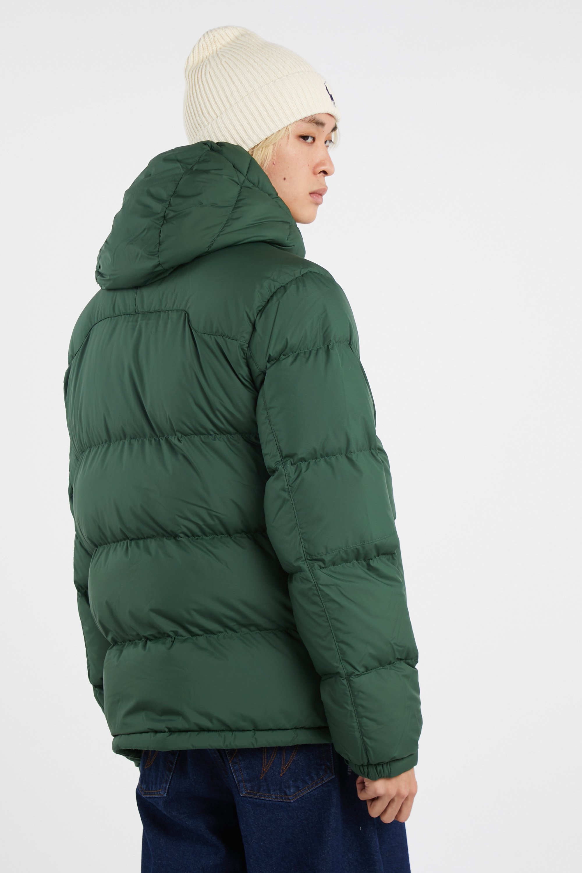 Lightweight quilted padded jacket with high neck Green