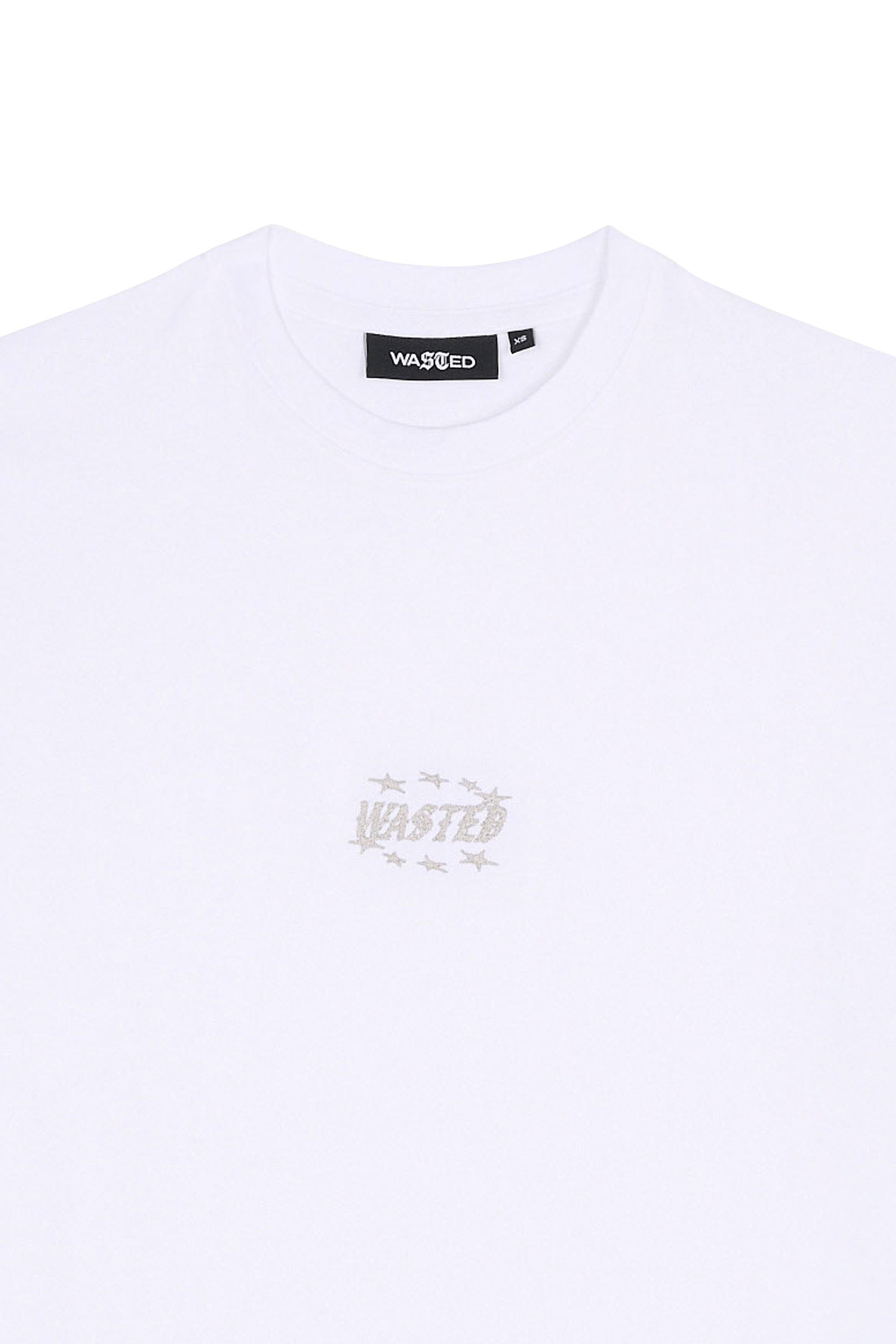 Regular-fit round-neck cotton T-shirt WASTED White
