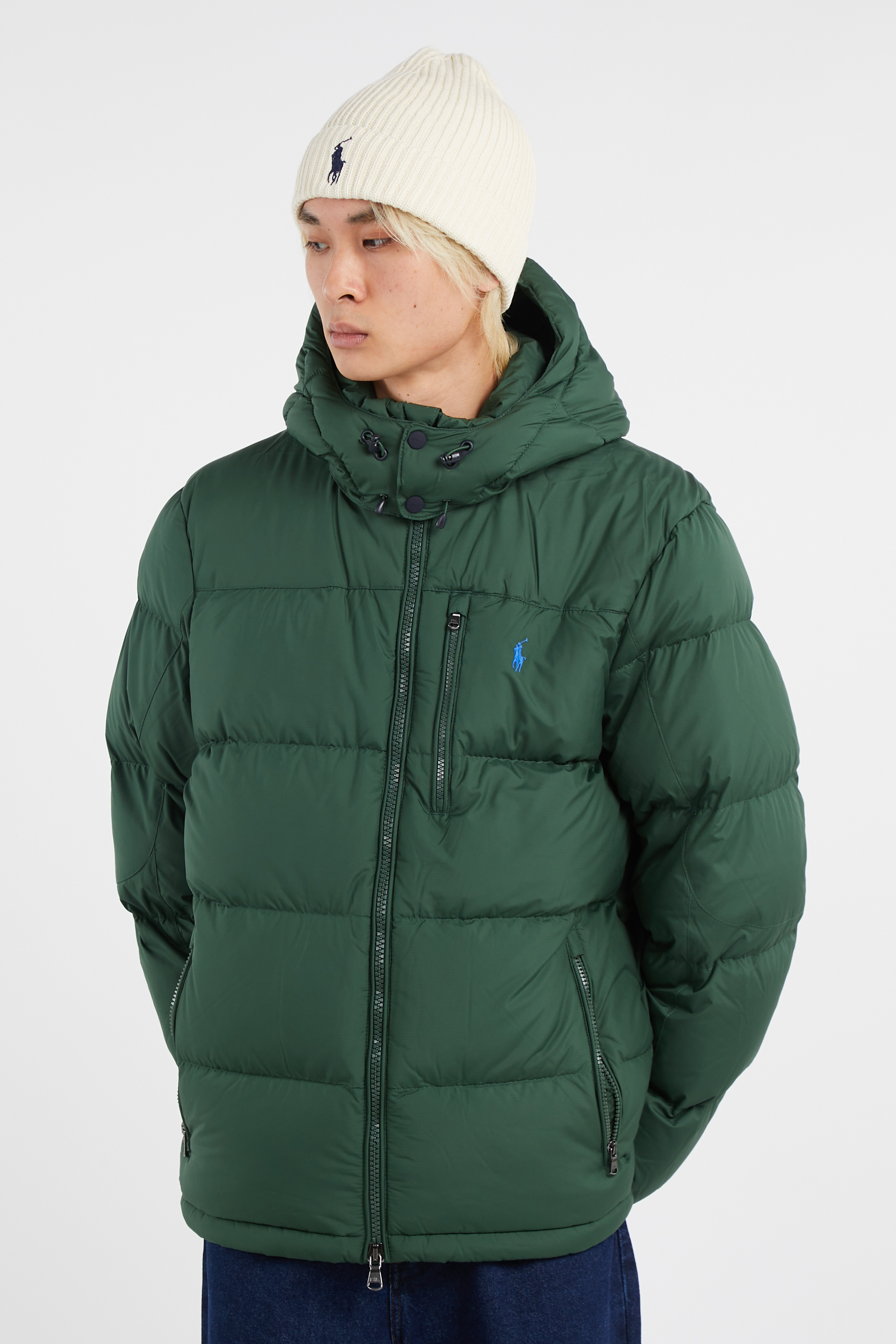 Lightweight quilted padded jacket with high neck Green