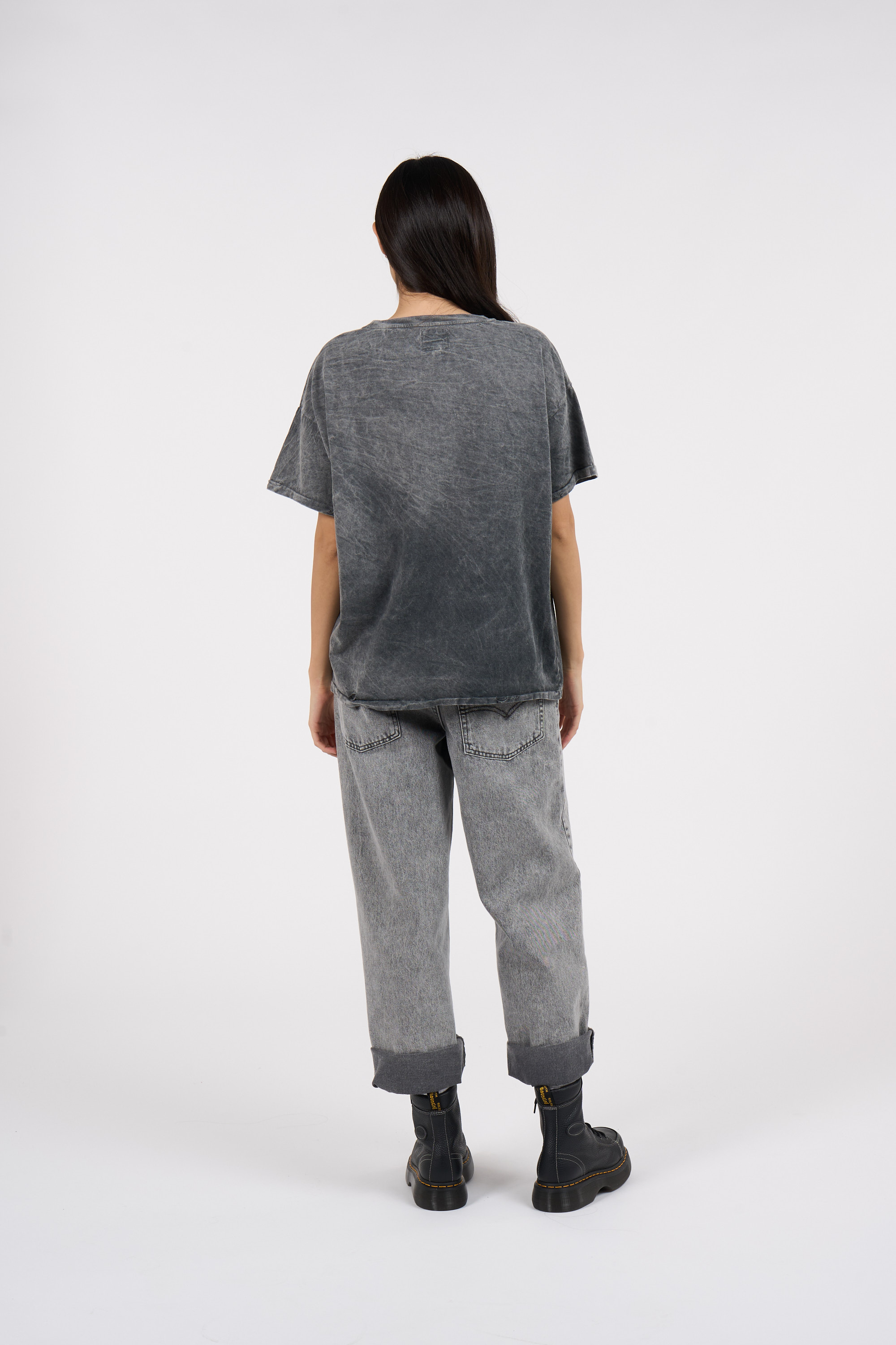 Regular-fit round-neck cotton T-shirt Grey